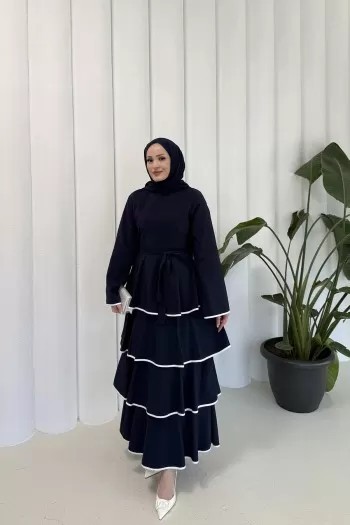 Biyeli Kat Kat Elbise 3-3055