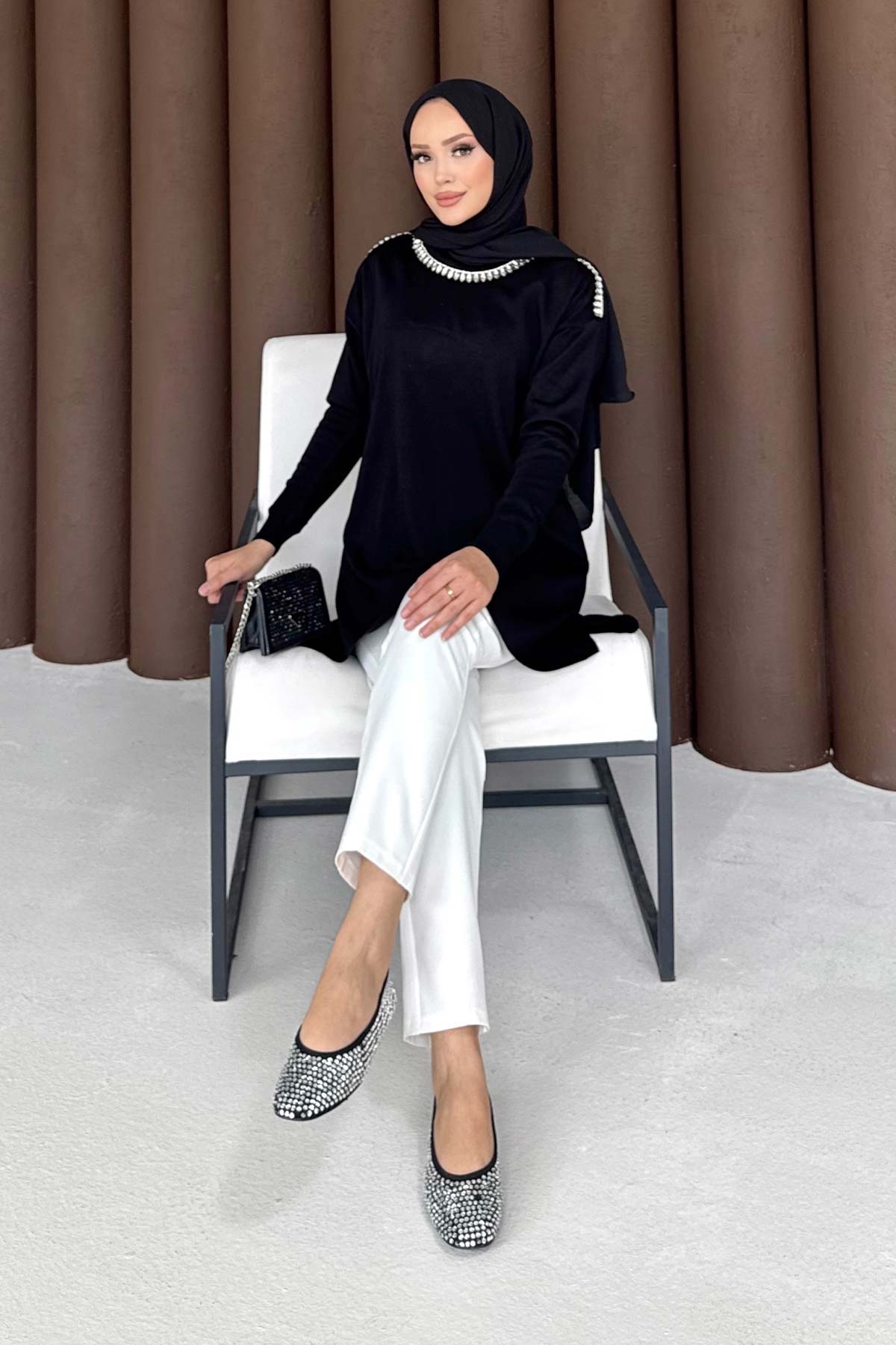 Taşlı Triko Tunik 70-2483