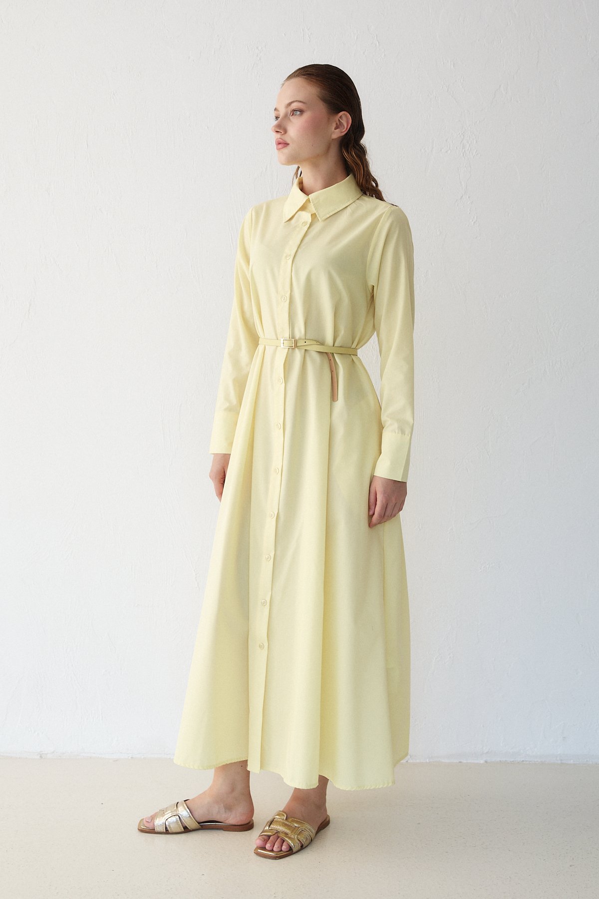 Kemerli Poplin Elbise 32-3555