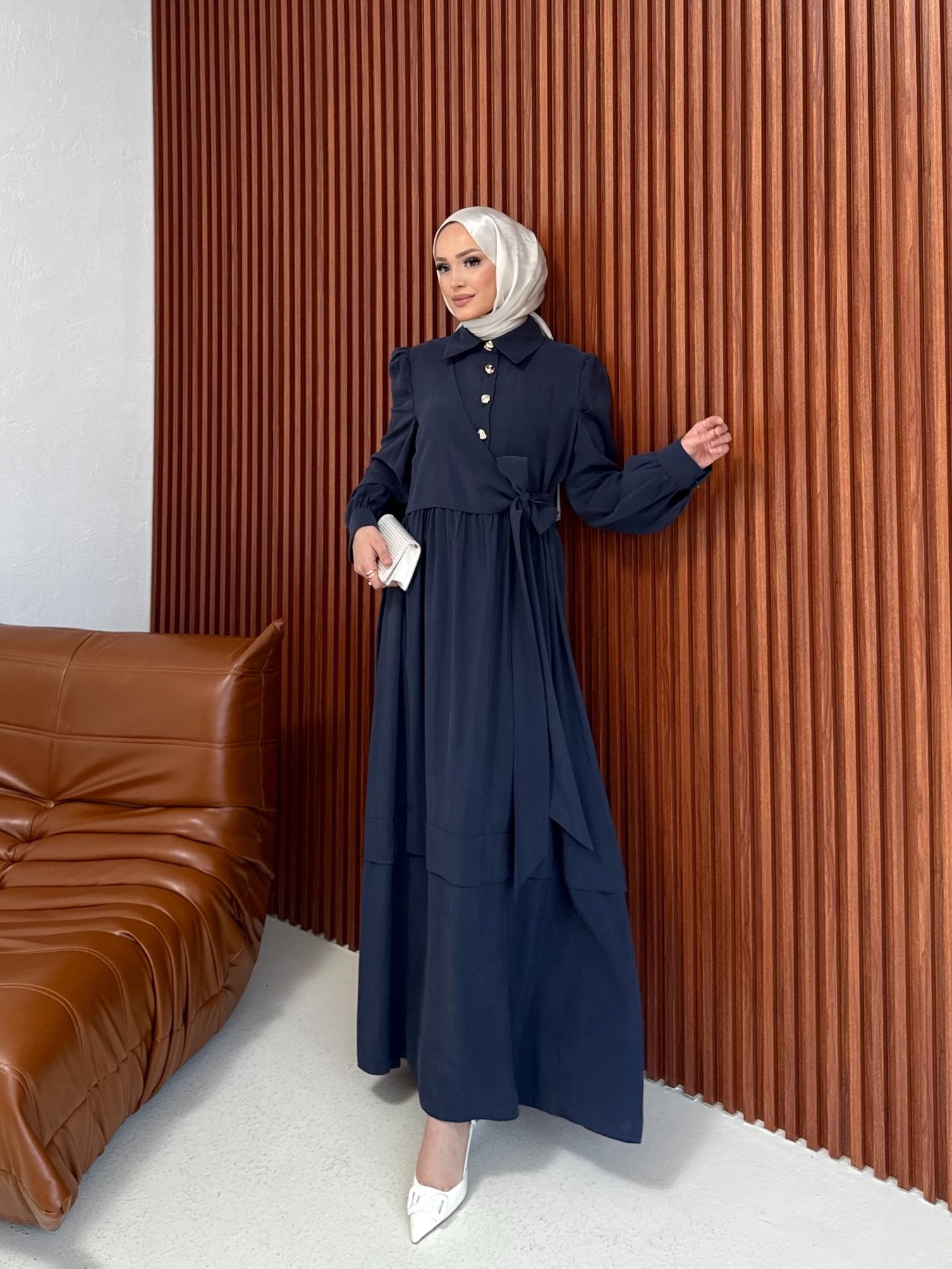 Modal Bağlamalı Elbise 12-3954