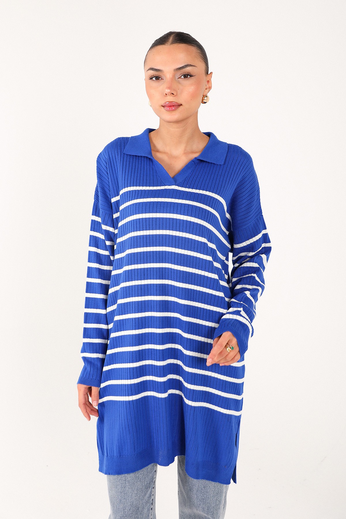 Çizgili Triko Tunik 70-24325