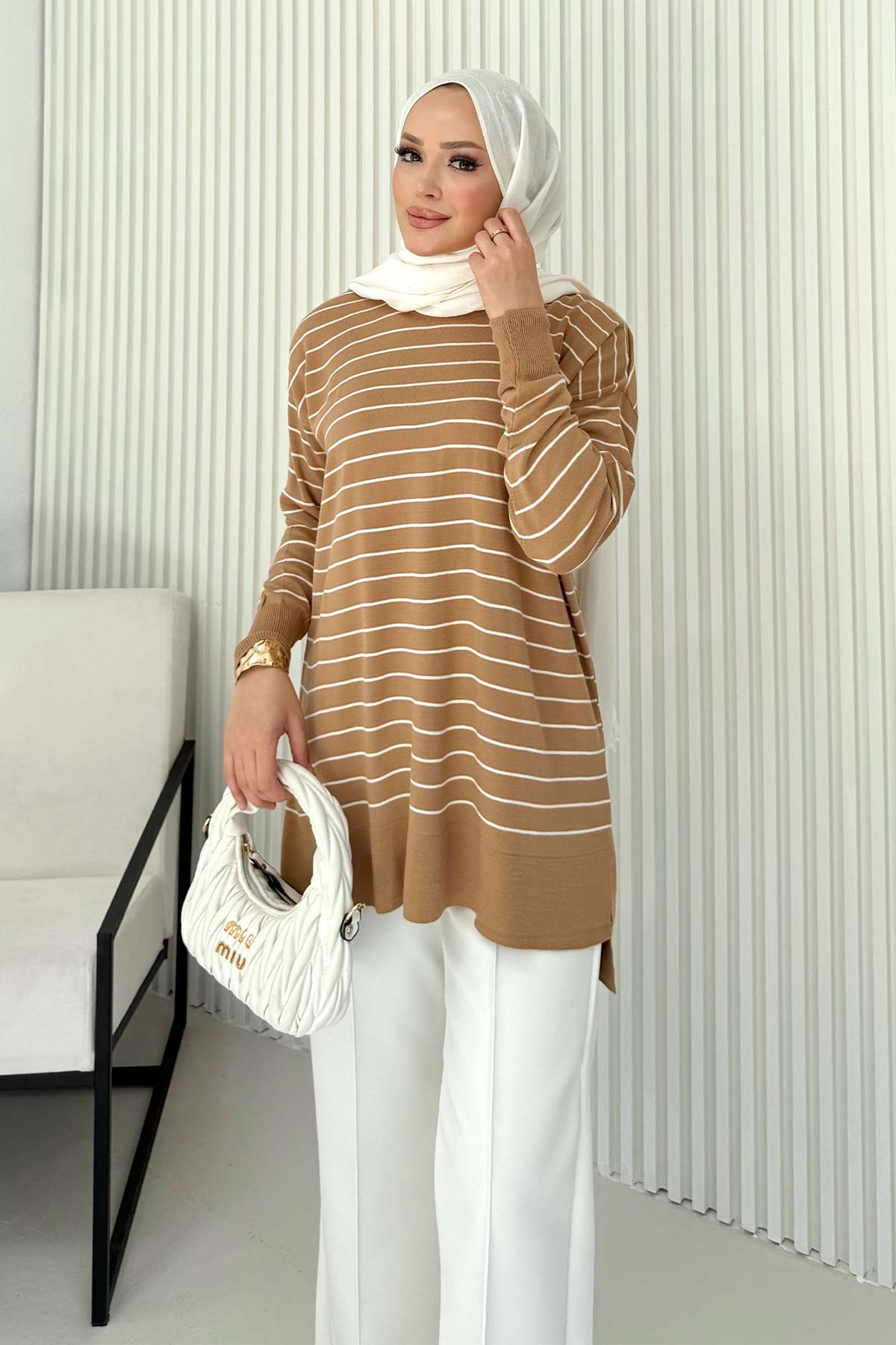 Çizgili Triko Tunik 70-2020