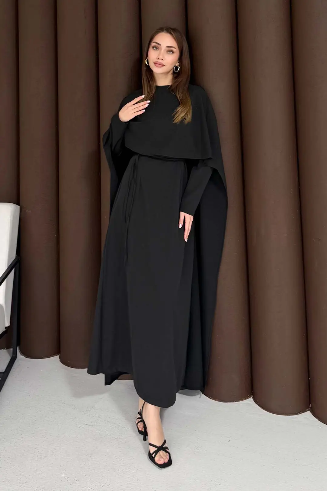 Pelerinli Elbise 3-3392 · 3