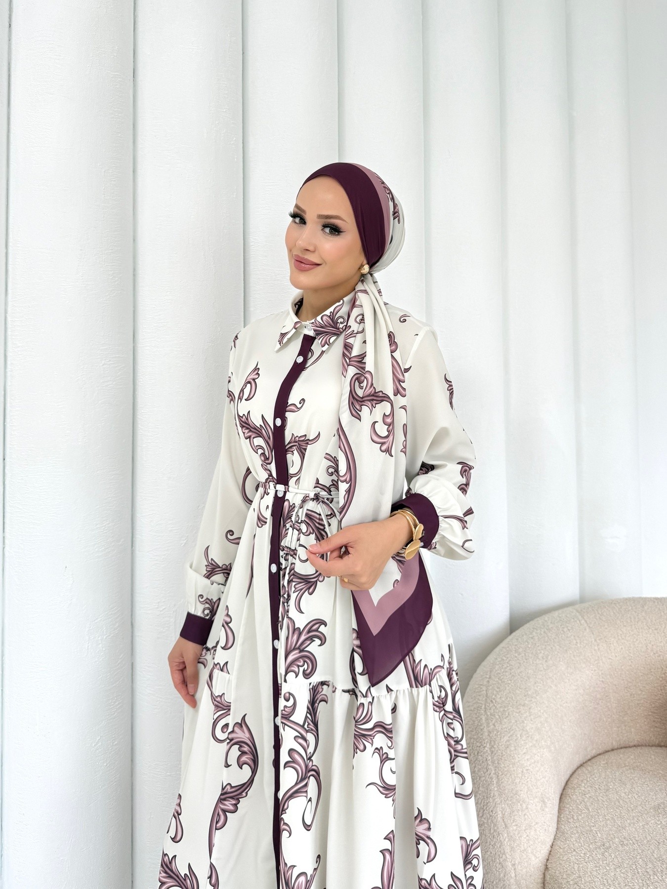 Desenli Elbise 32-2367