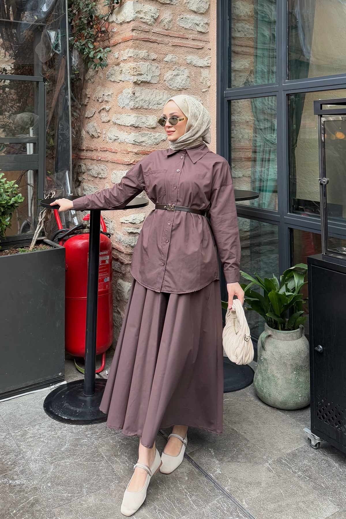 Kemerli Poplin Etekli Takım 32-3507