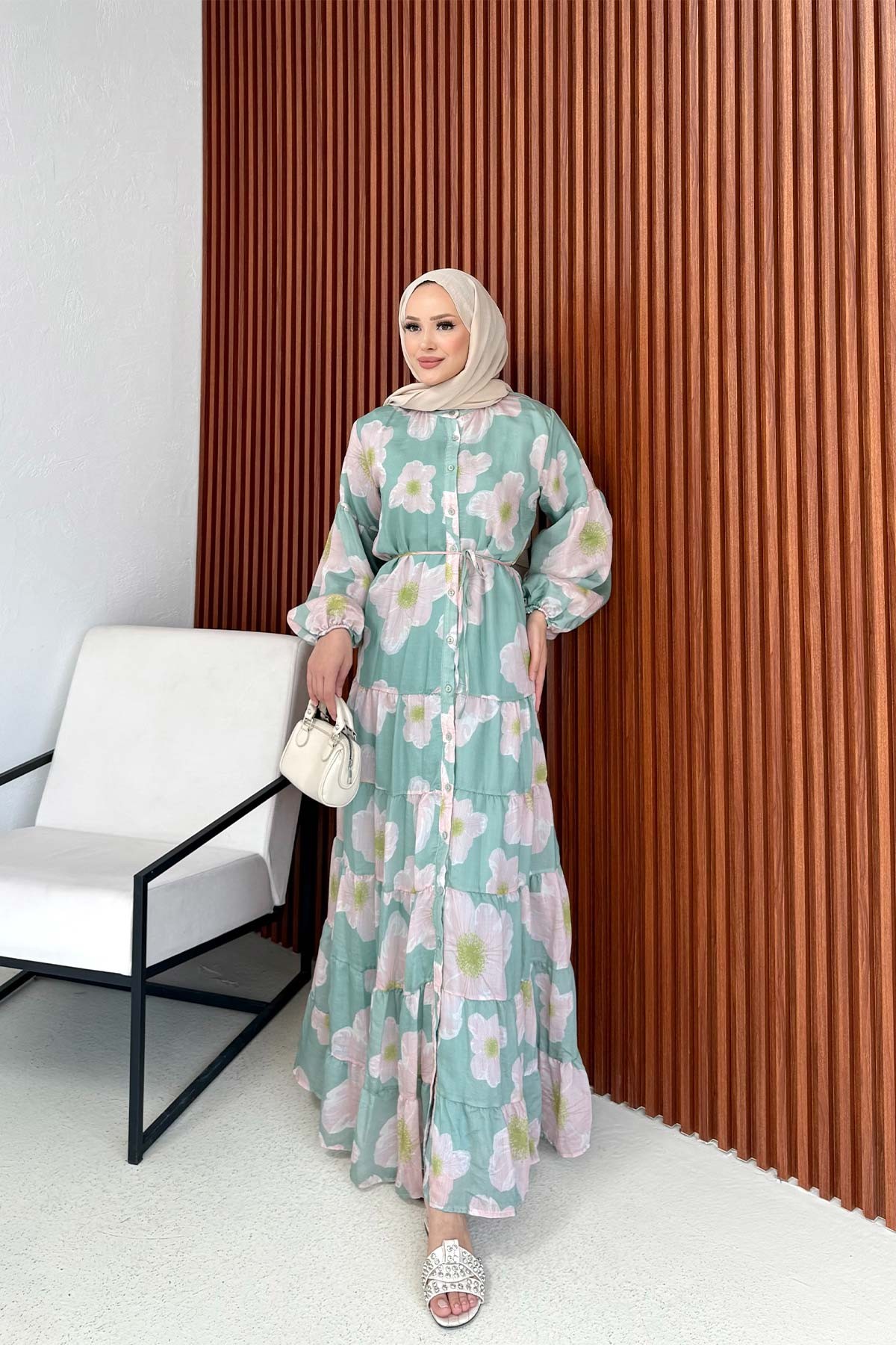 Desenli Elbise 3-3378