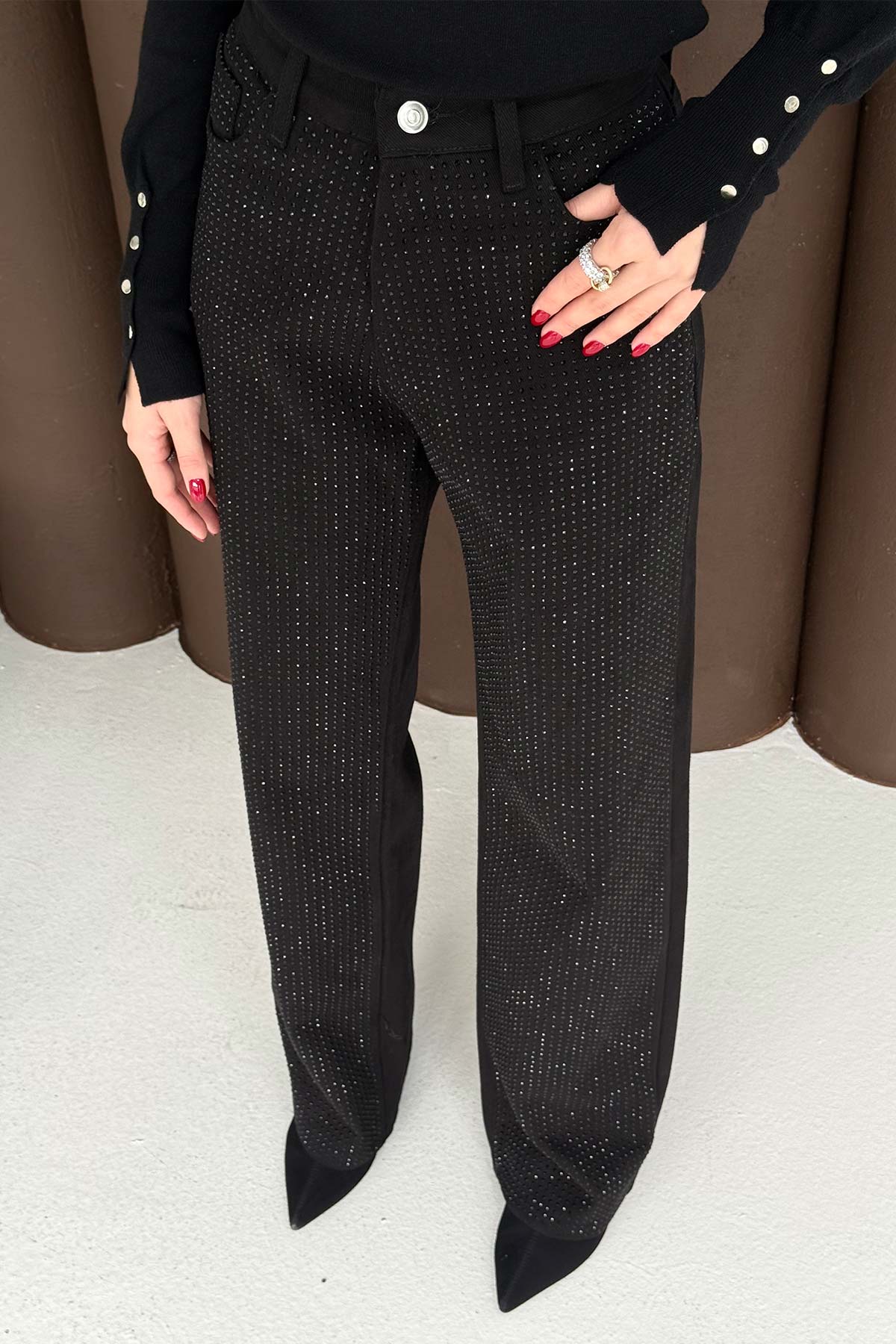 Taşlı Gabardin Pantolon 32-3506-1