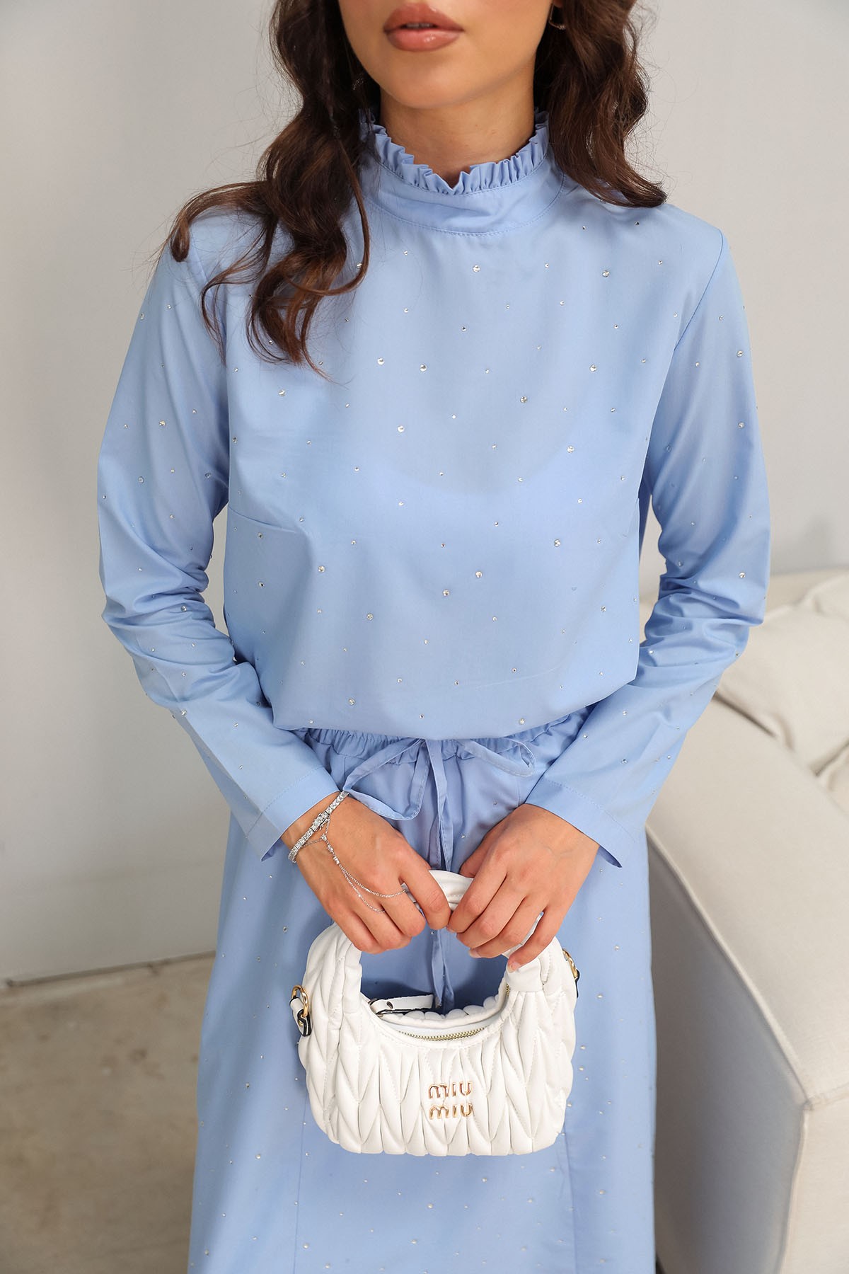 Taşlı Poplin Etekli Takım 32-2098