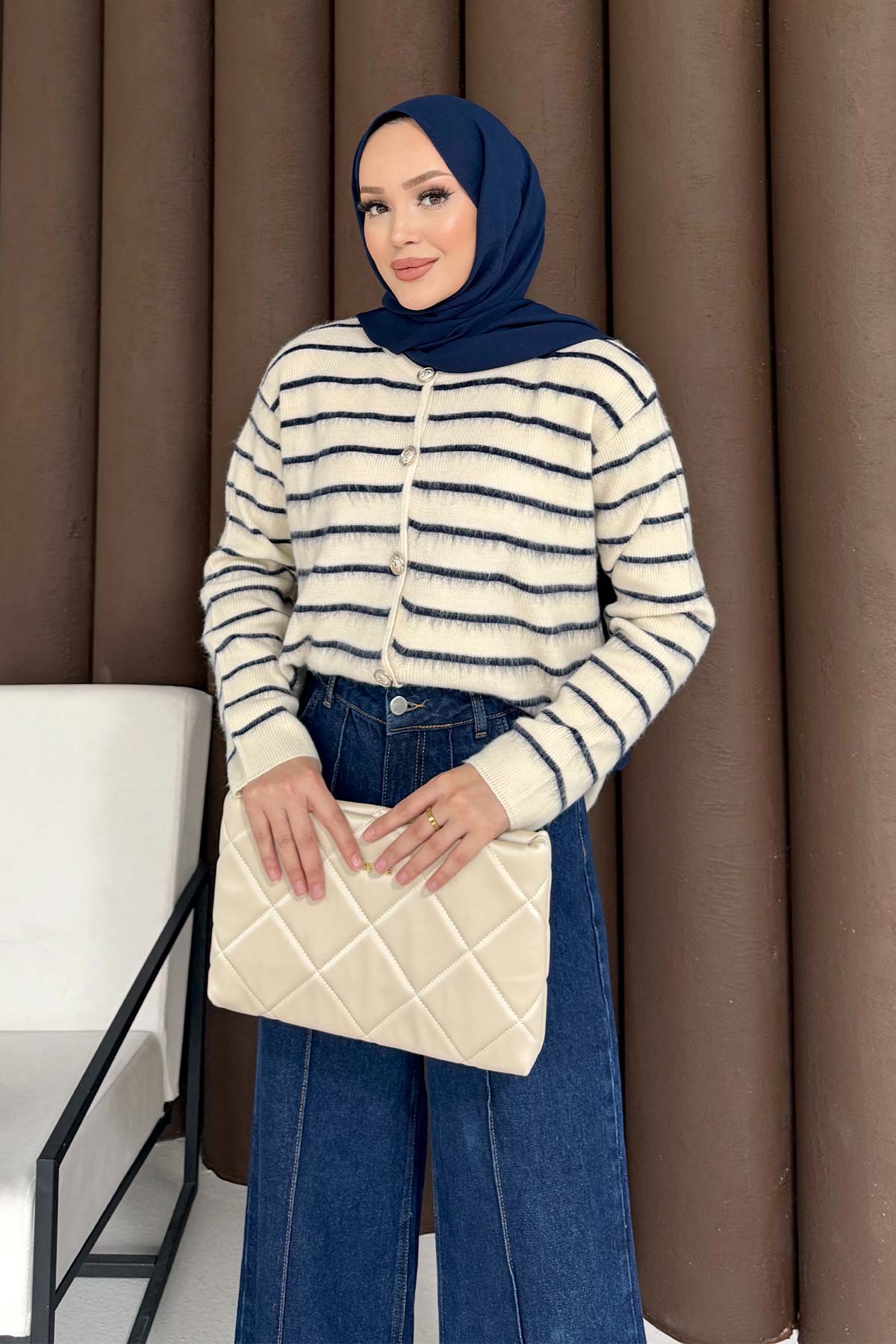 Çizgili Triko Hırka 3-1011-1