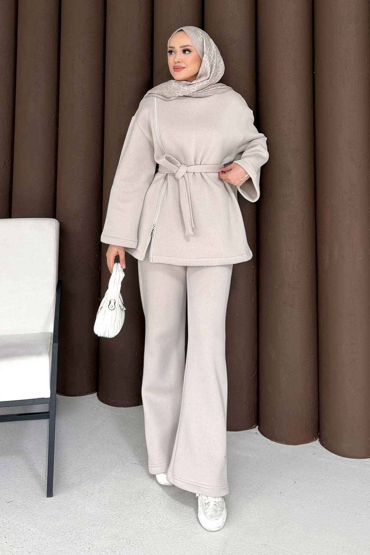 Fermuar Detaylı Üç İplik Takım 76-5503