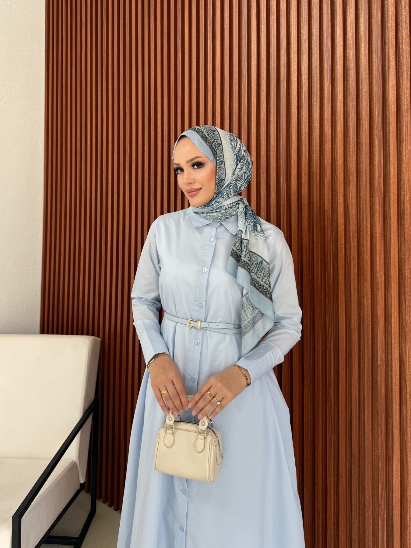 Kemerli Poplin Elbise 32-3555