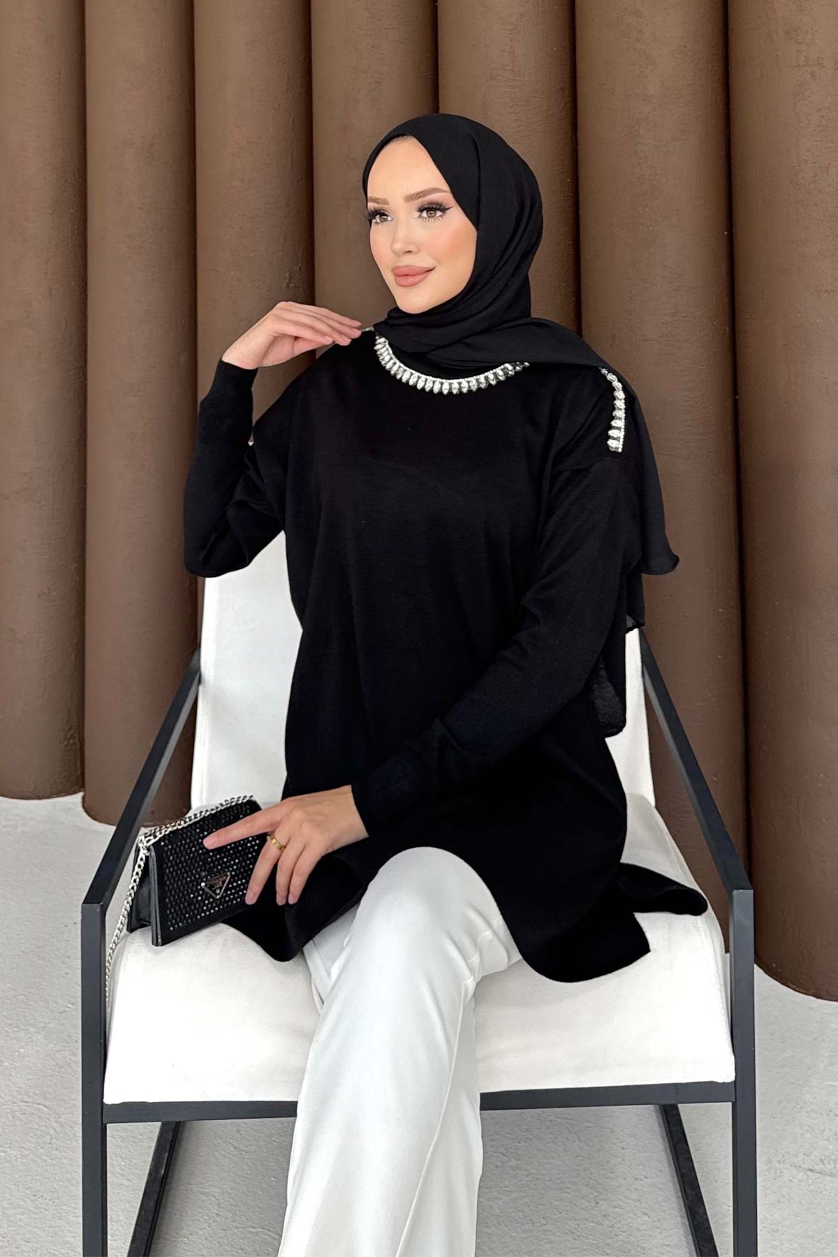Taşlı Triko Tunik 70-2483