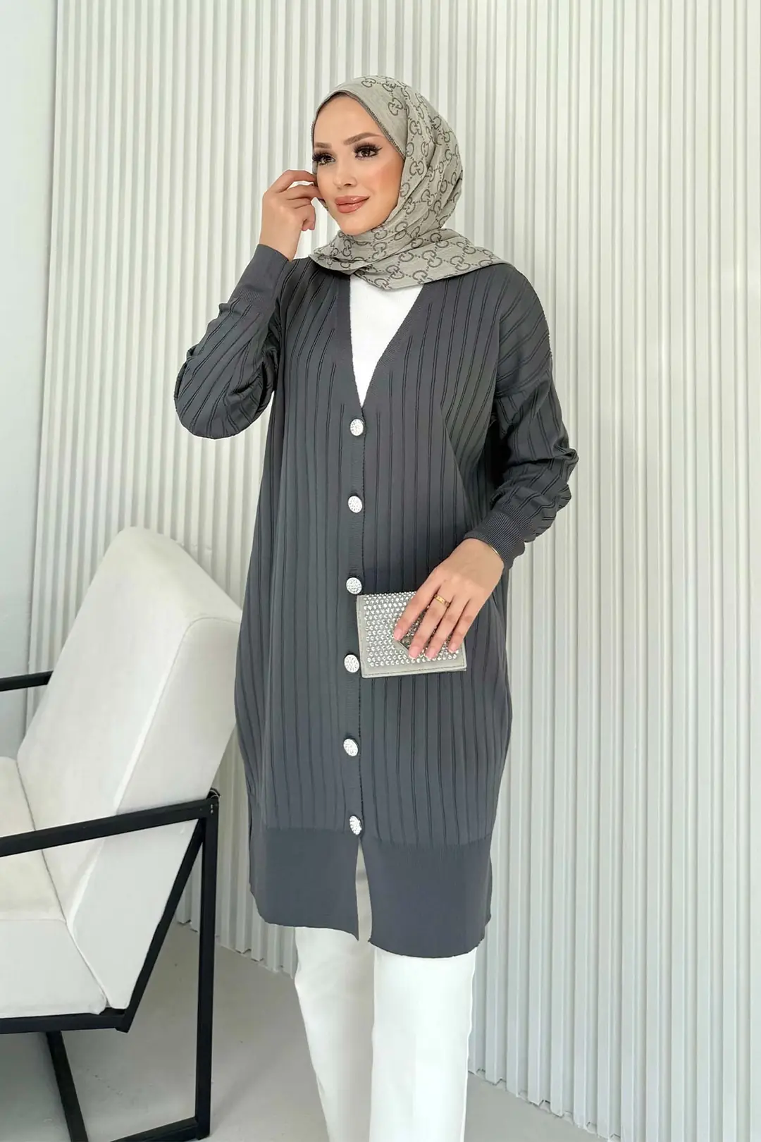 Soğuk İplik Triko Hırka 70-2526 · 2