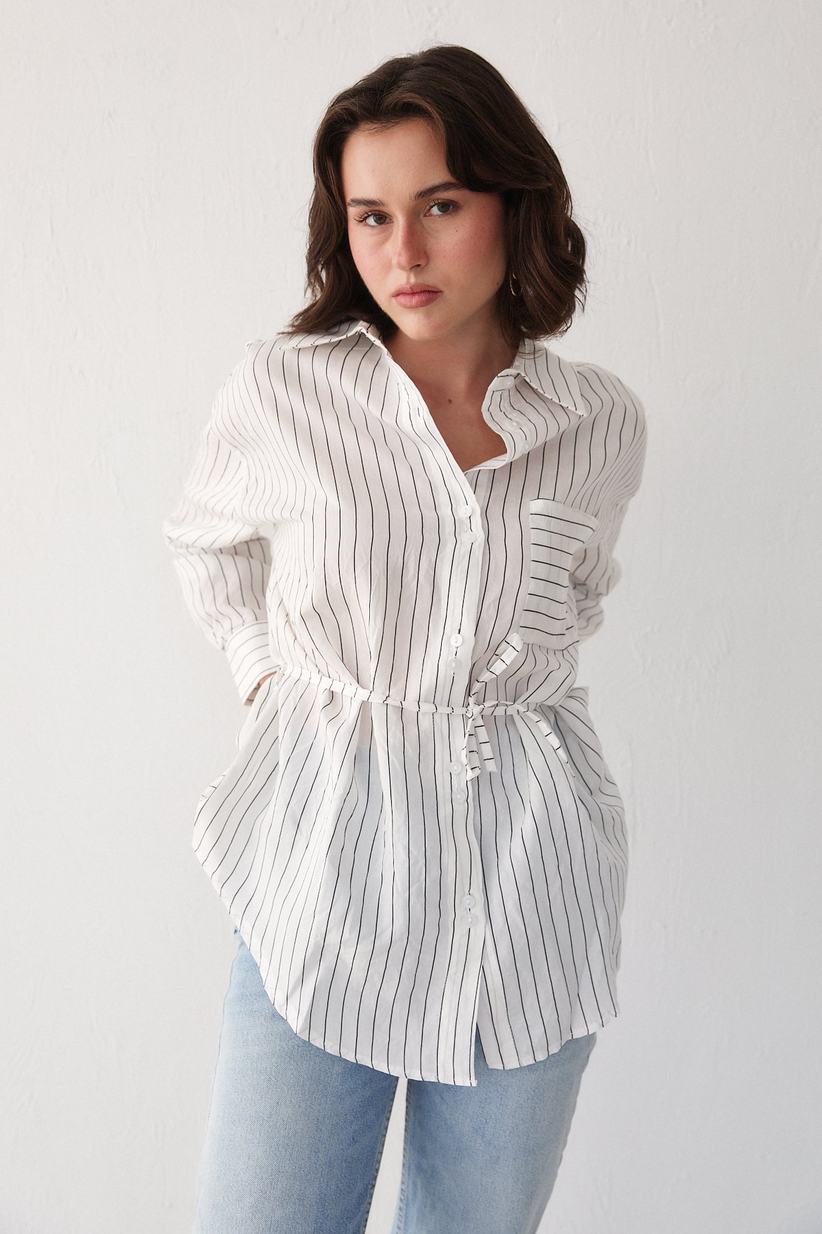 Çizgili Poplin Gömlek 3-3343