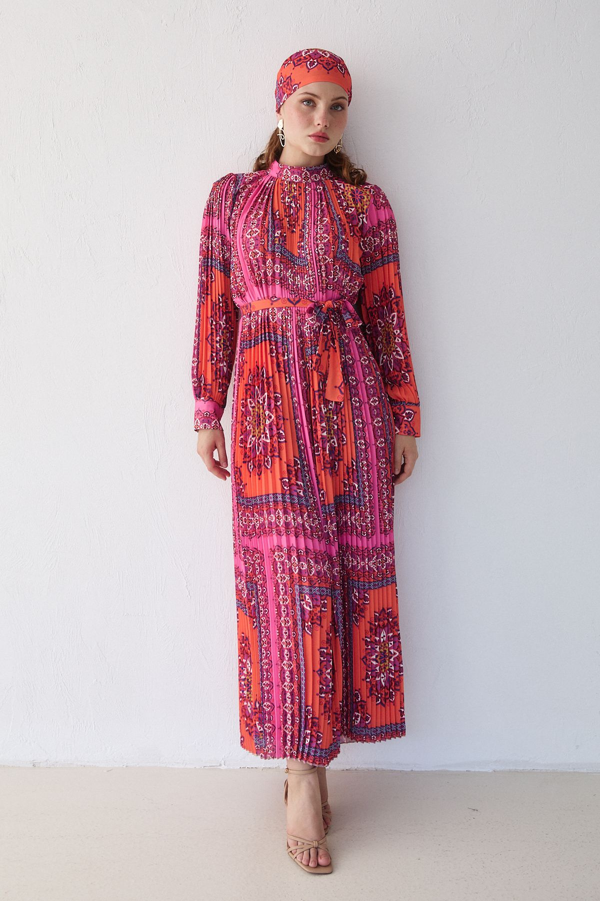 Desenli Pilisole Elbise 32-2366