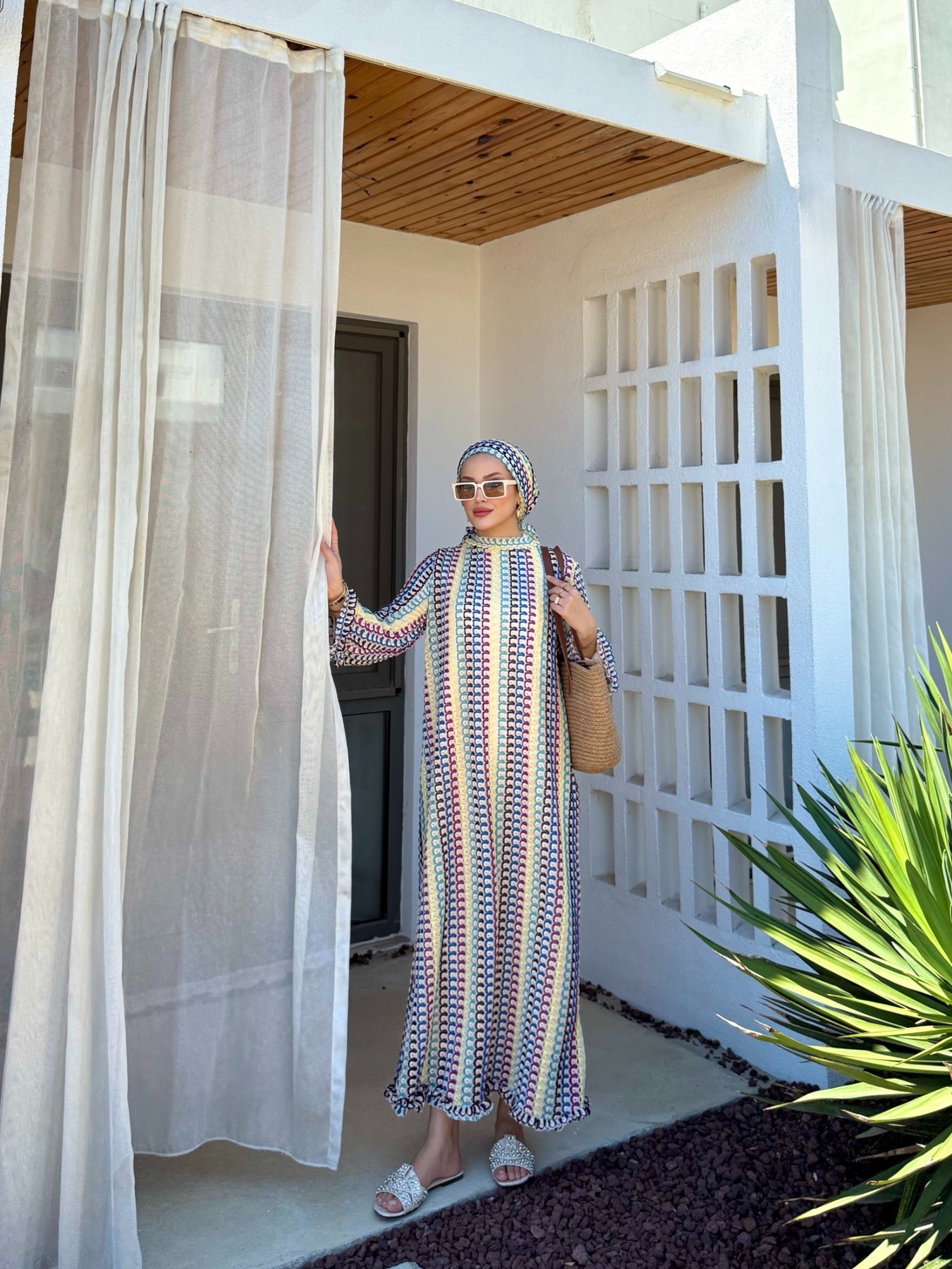 Renkli Fırfır Detaylı Elbise 32-3588