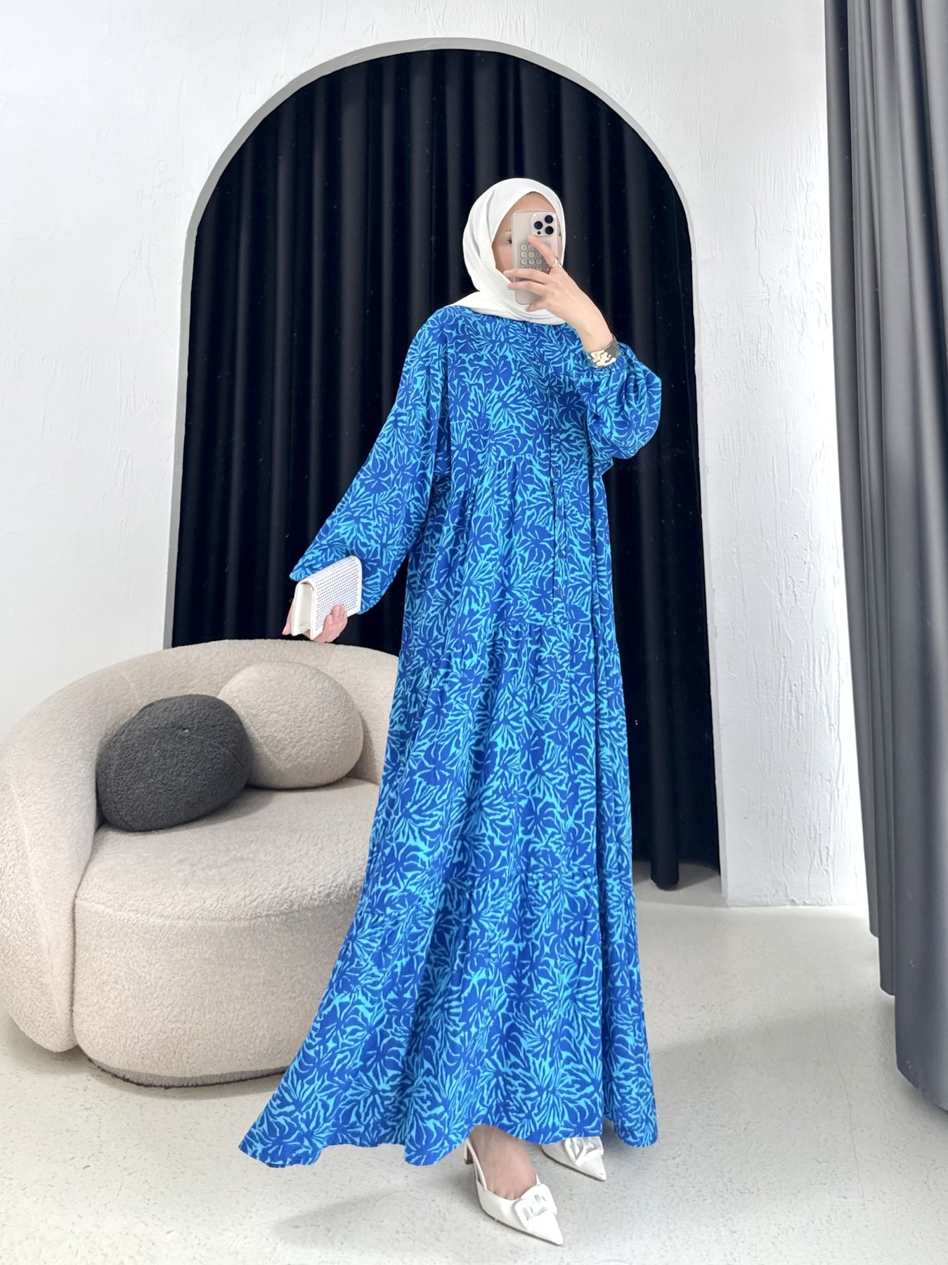 Desenli Viscon Elbise 68-6168