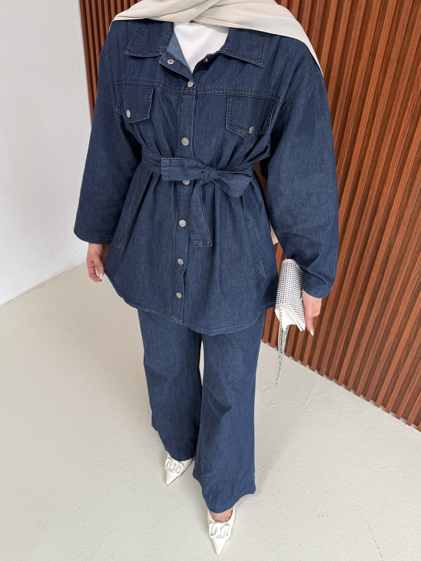Çıtçıtlı Denim Takım 12-8603