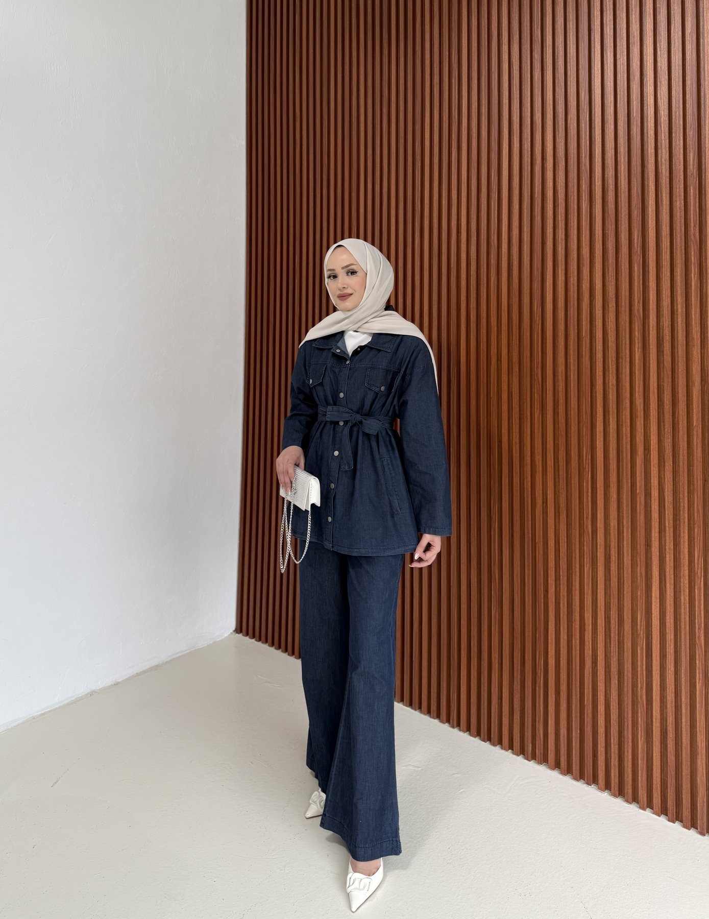Çıtçıtlı Denim Takım 12-8603