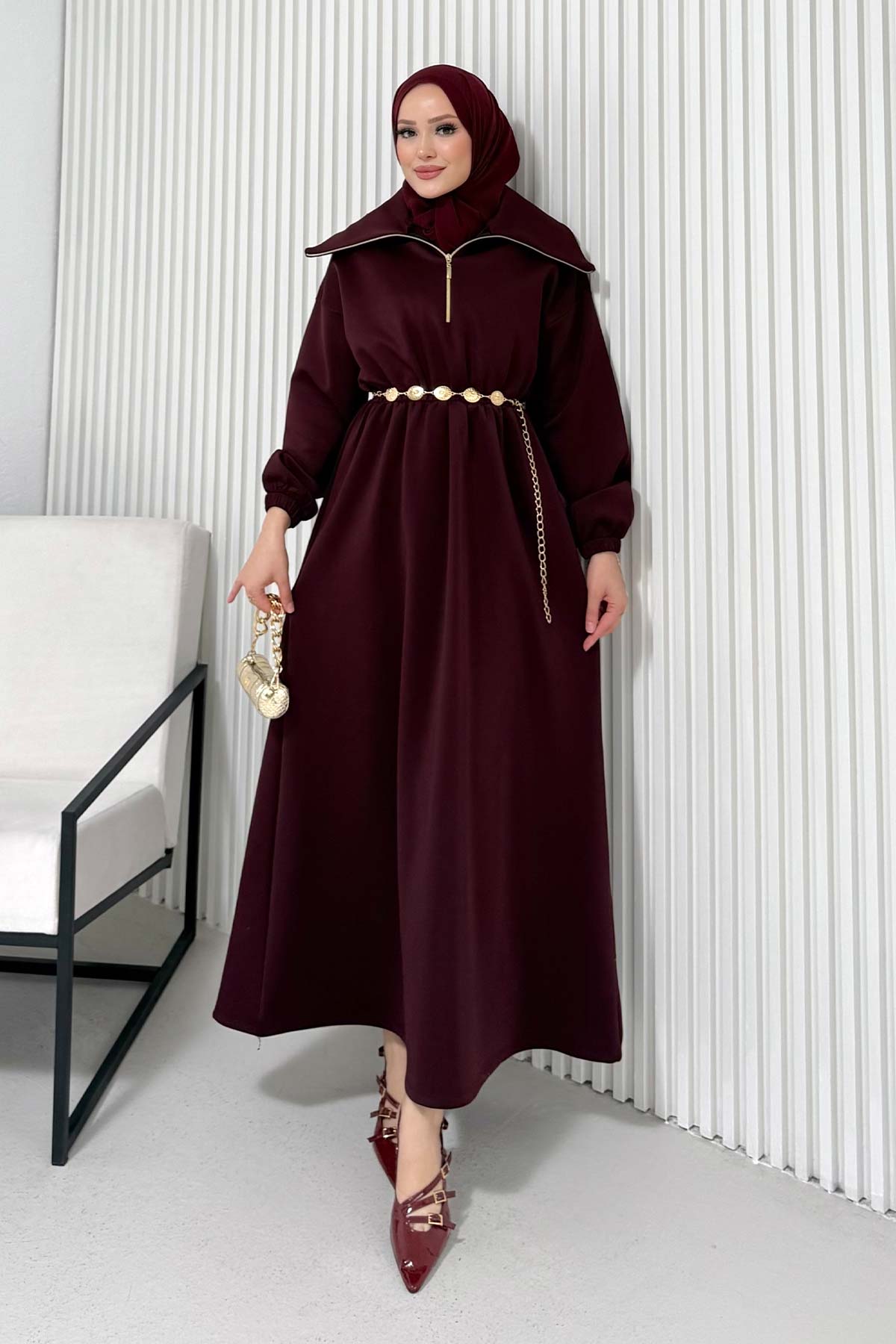 Kemerli Scuba Elbise 68-6215-1