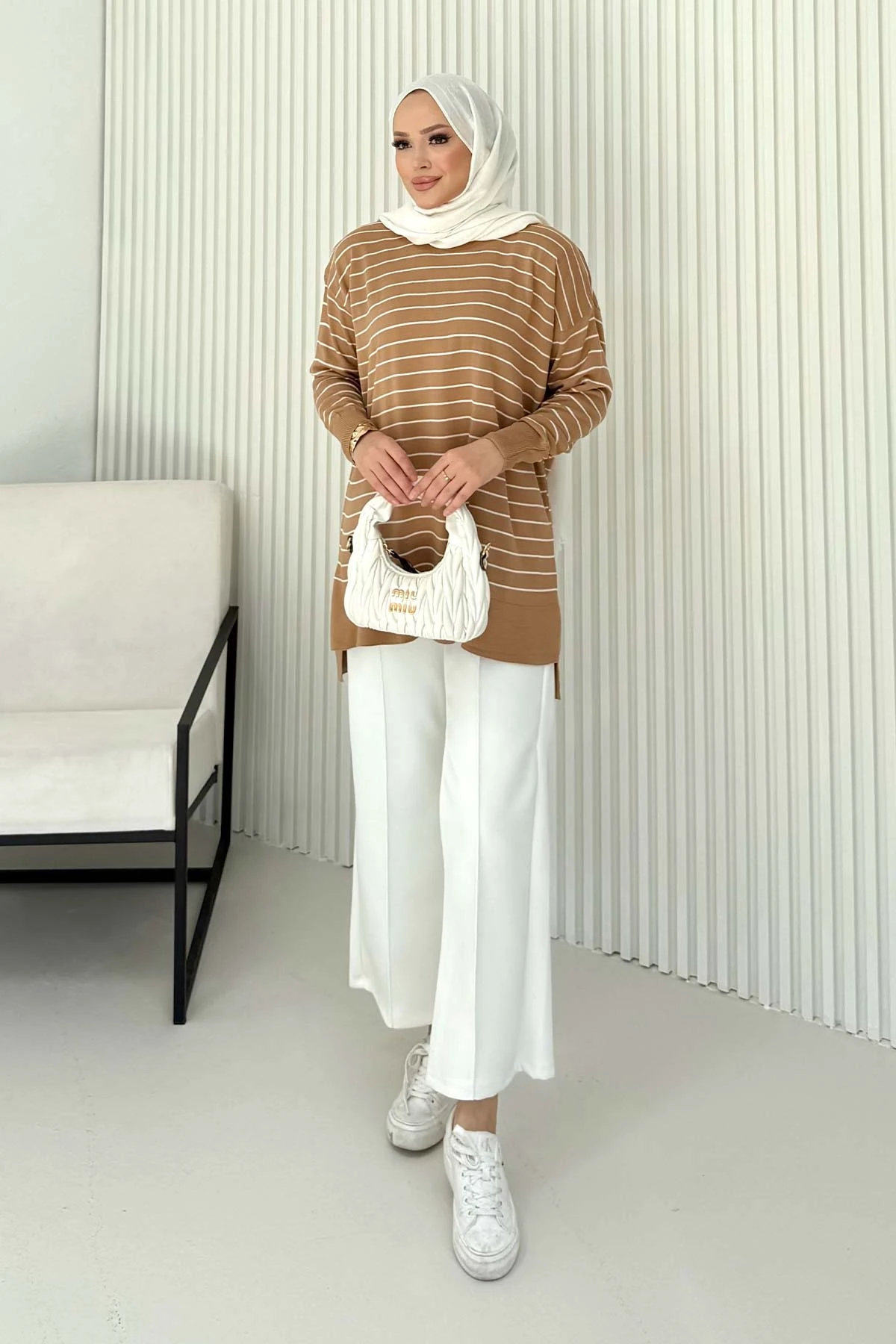 Çizgili Triko Tunik 70-2020