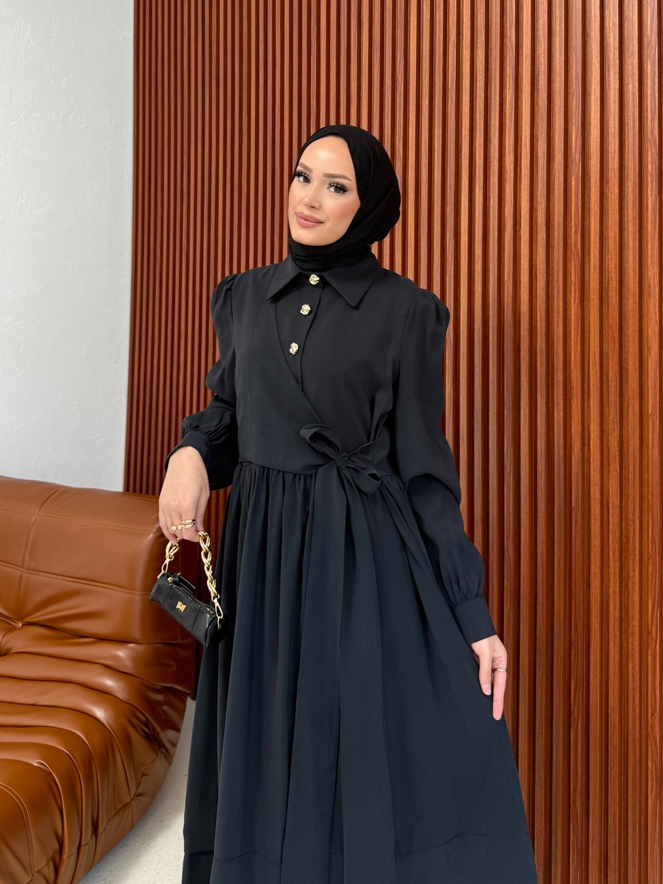 Modal Bağlamalı Elbise 12-3954