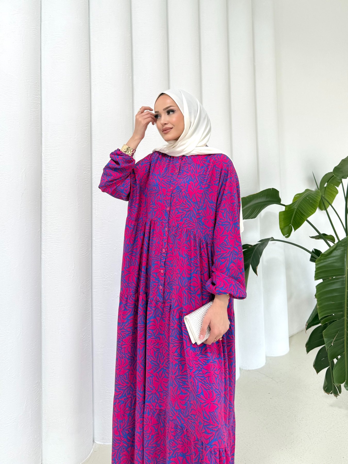 Desenli Viscon Elbise 68-6168