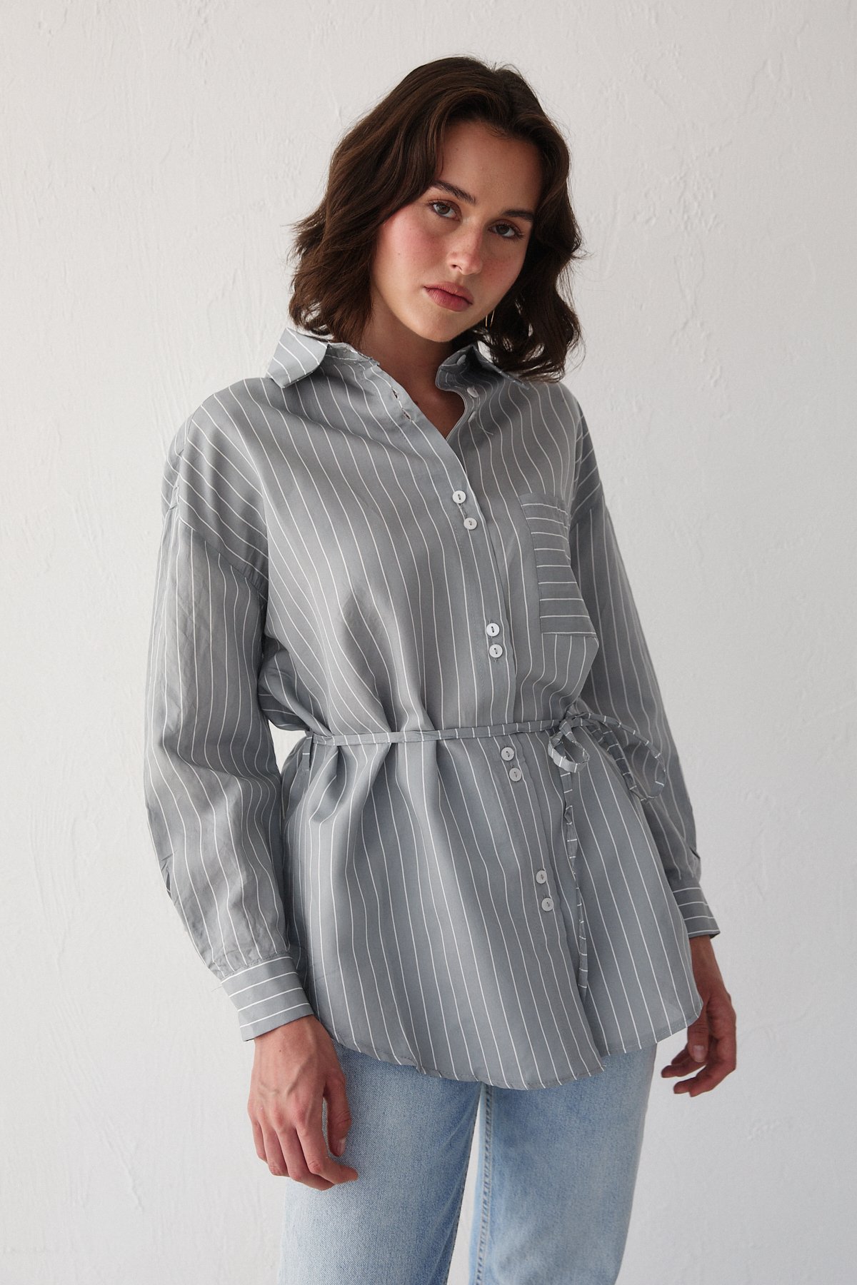 Çizgili Poplin Gömlek 3-3343