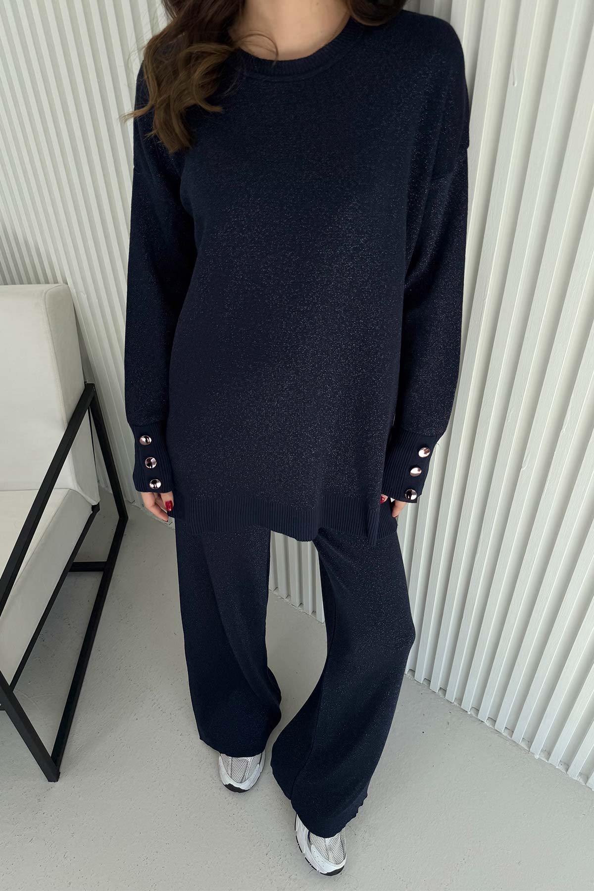 Simli Düğmeli Triko Takım 70-2519