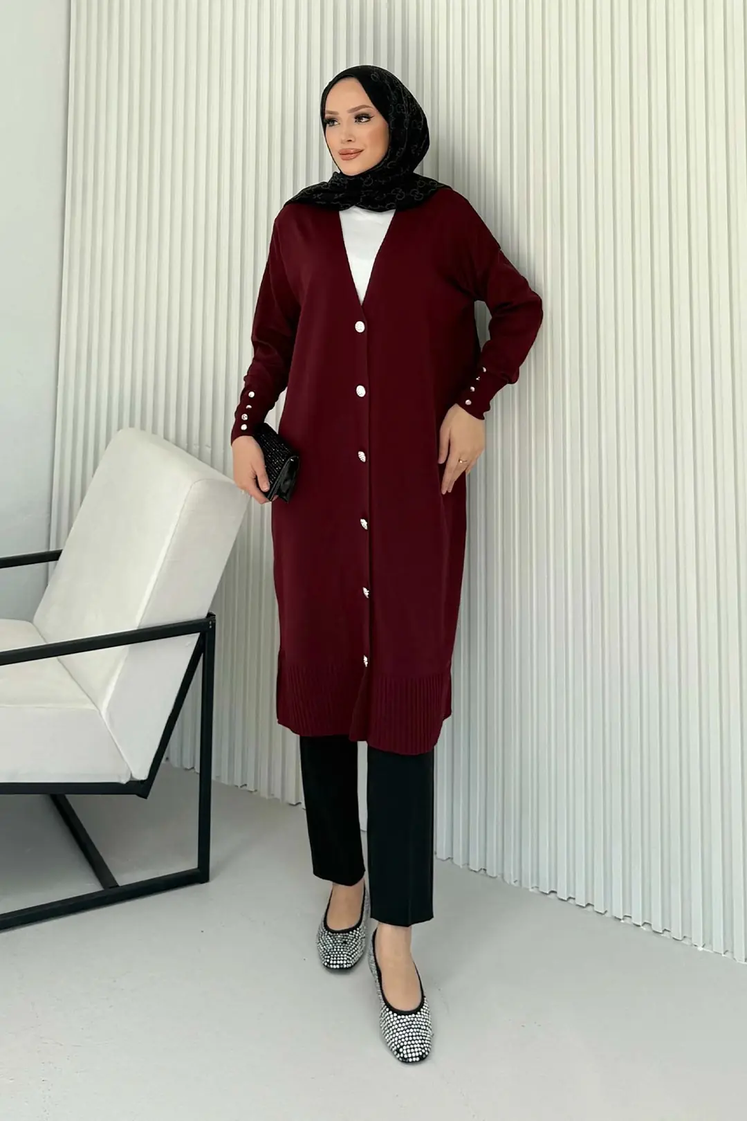 Soğuk İplik Triko Düğmeli Hırka 70-2529 · 4