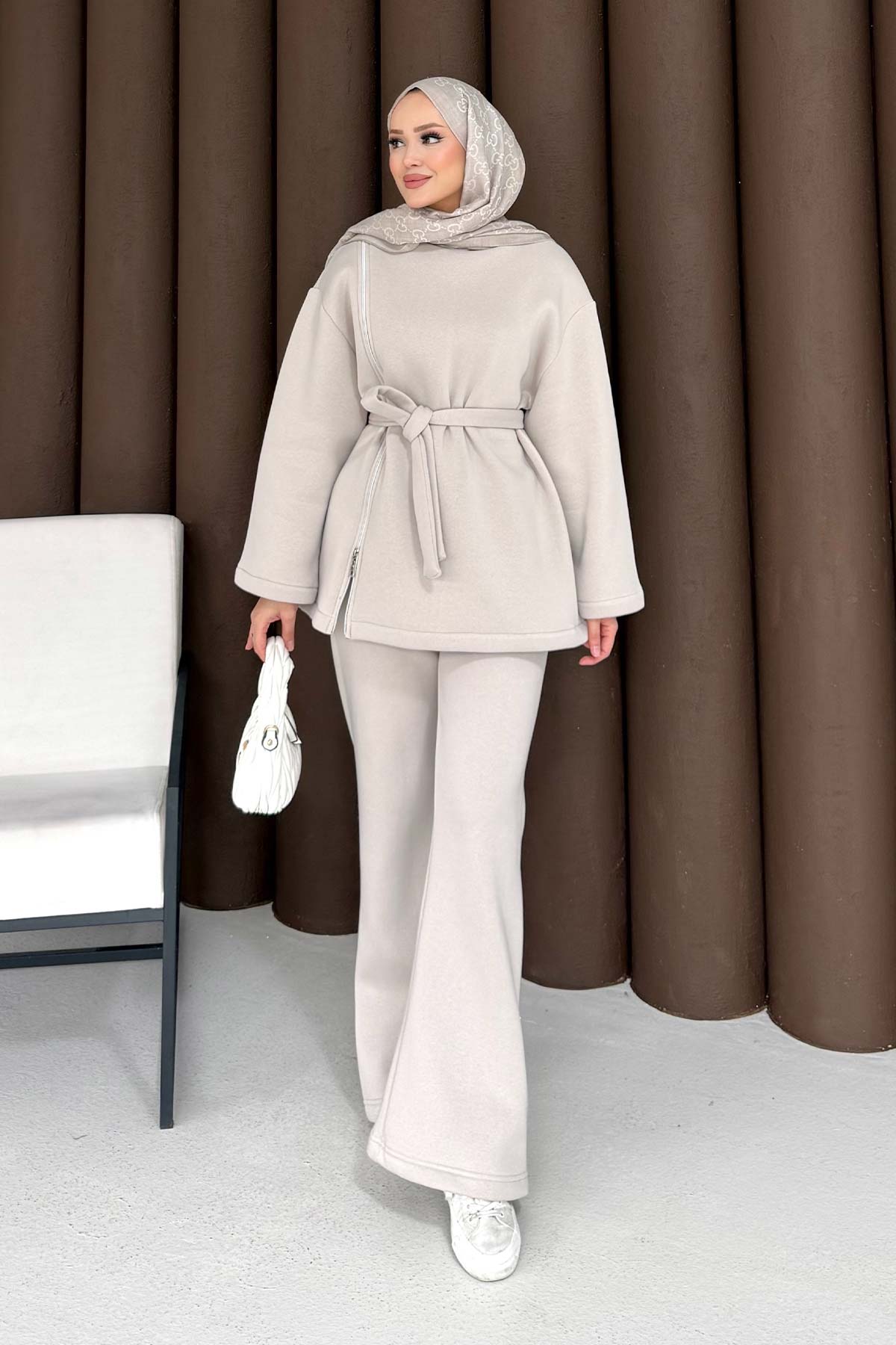 Fermuar Detaylı Üç İplik Takım 76-5503