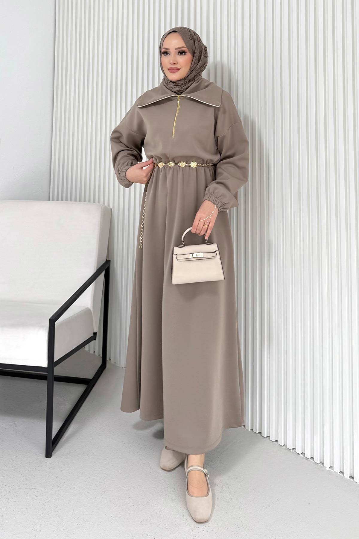 Kemerli Scuba Elbise 68-6215-1