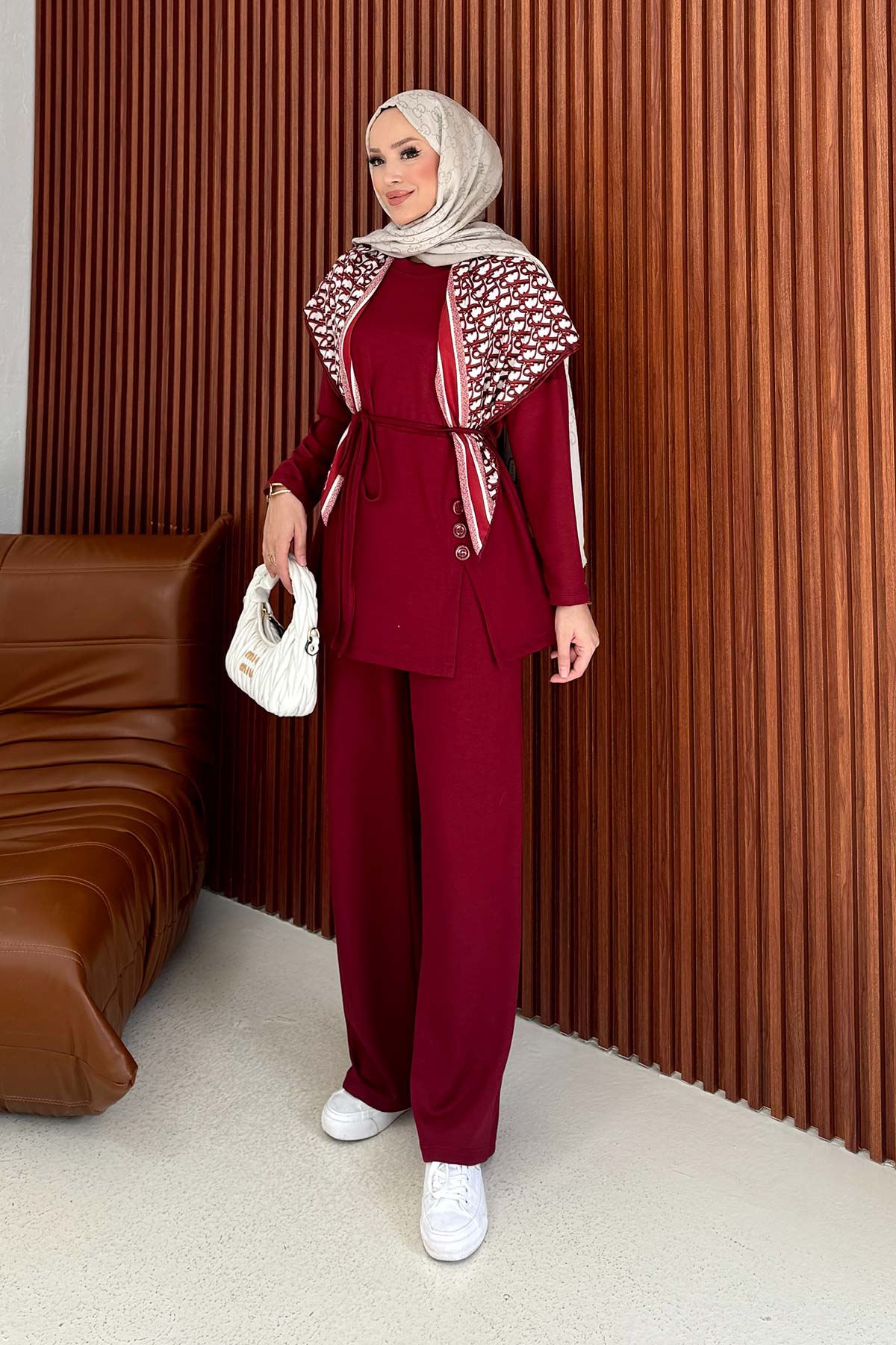 Modal Kuşaklı Düğmeli Takım 68-6200