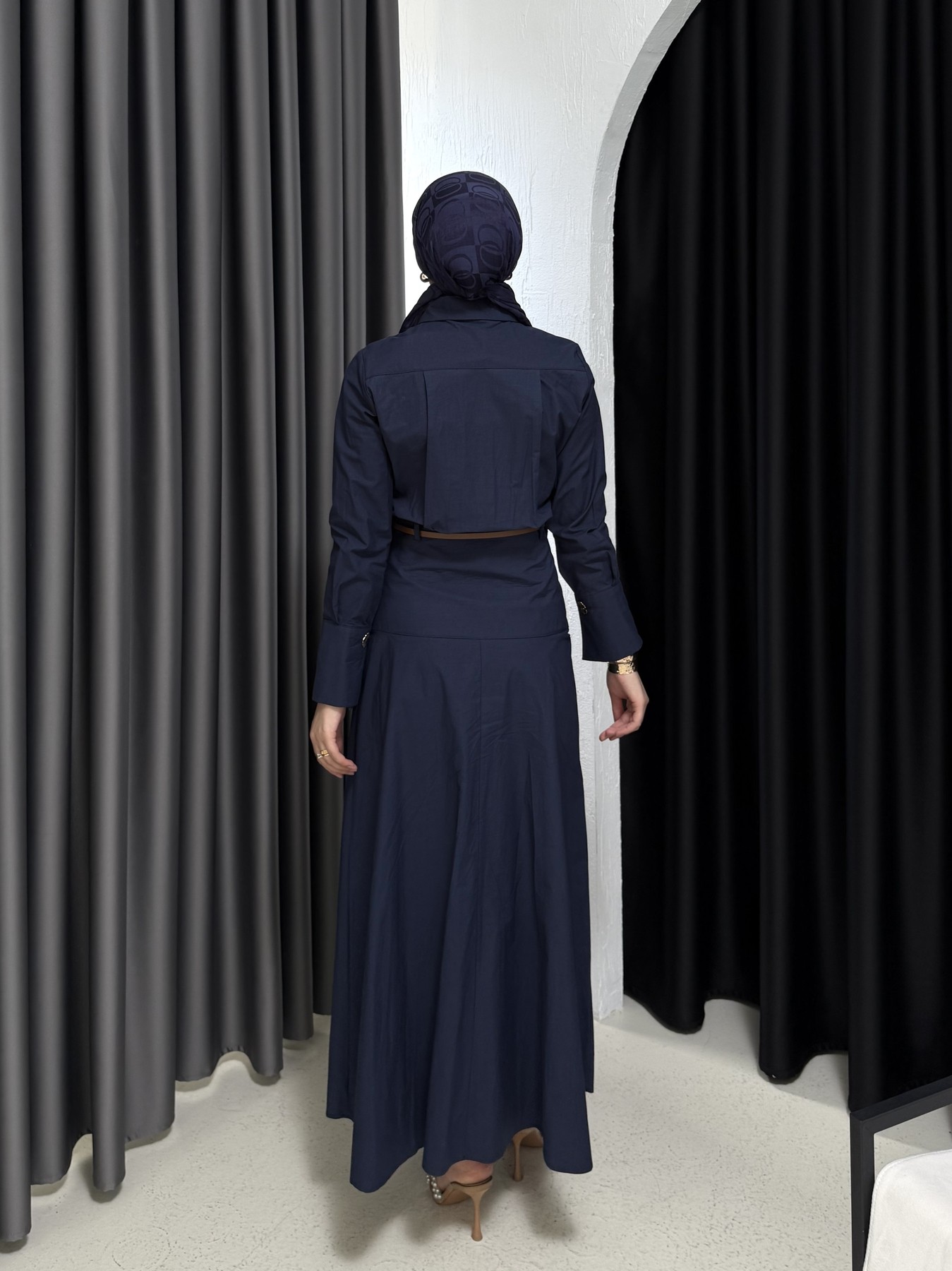 Kemerli Poplin Elbise 3-3312