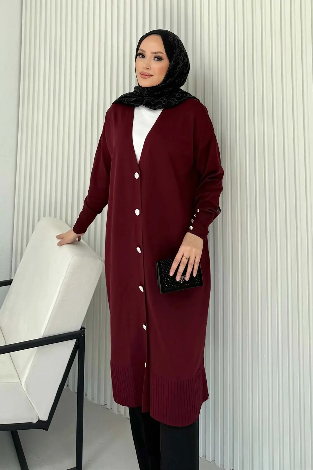 Soğuk İplik Triko Düğmeli Hırka 70-2529 · 3