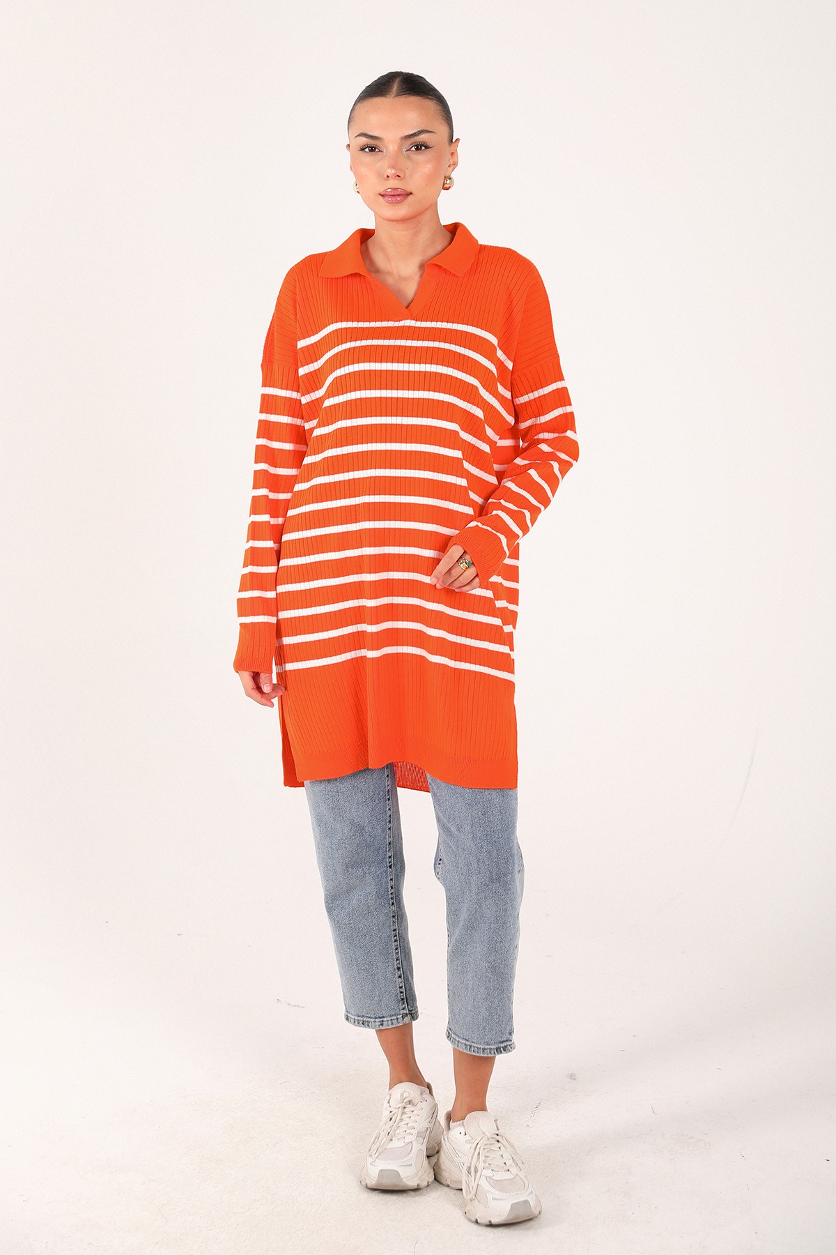 Çizgili Triko Tunik 70-24325