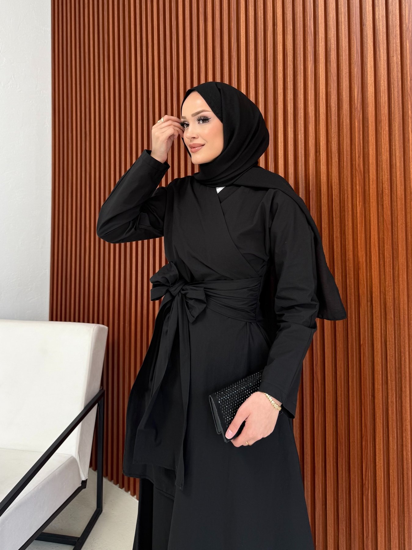 Bağlamalı Poplin Elbise 3-2555