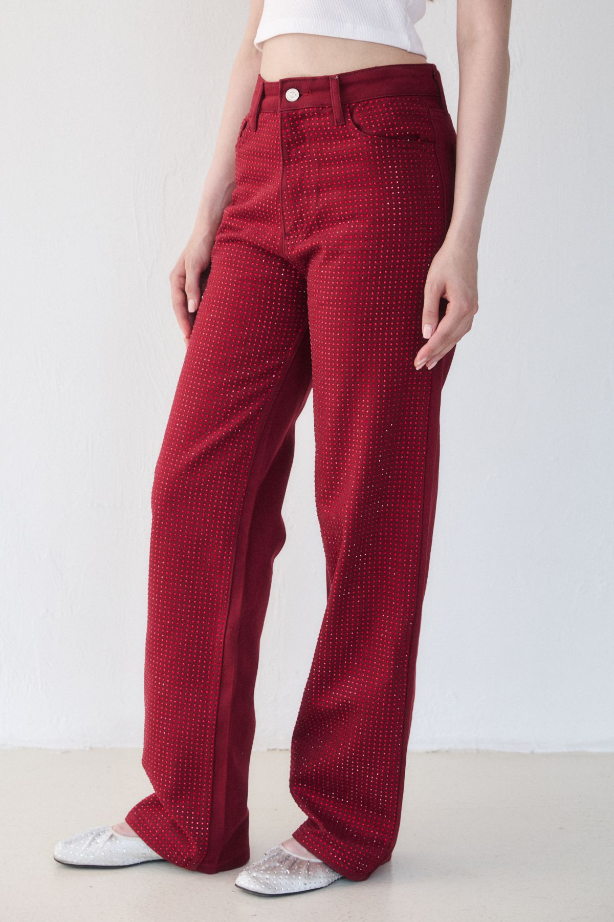 Taşlı Gabardin Pantolon 32-3506