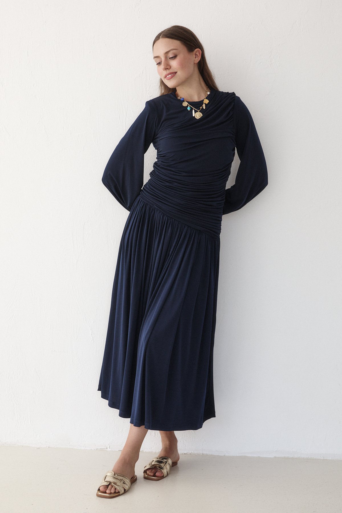 Sandy Drapeli Elbise 6-5117