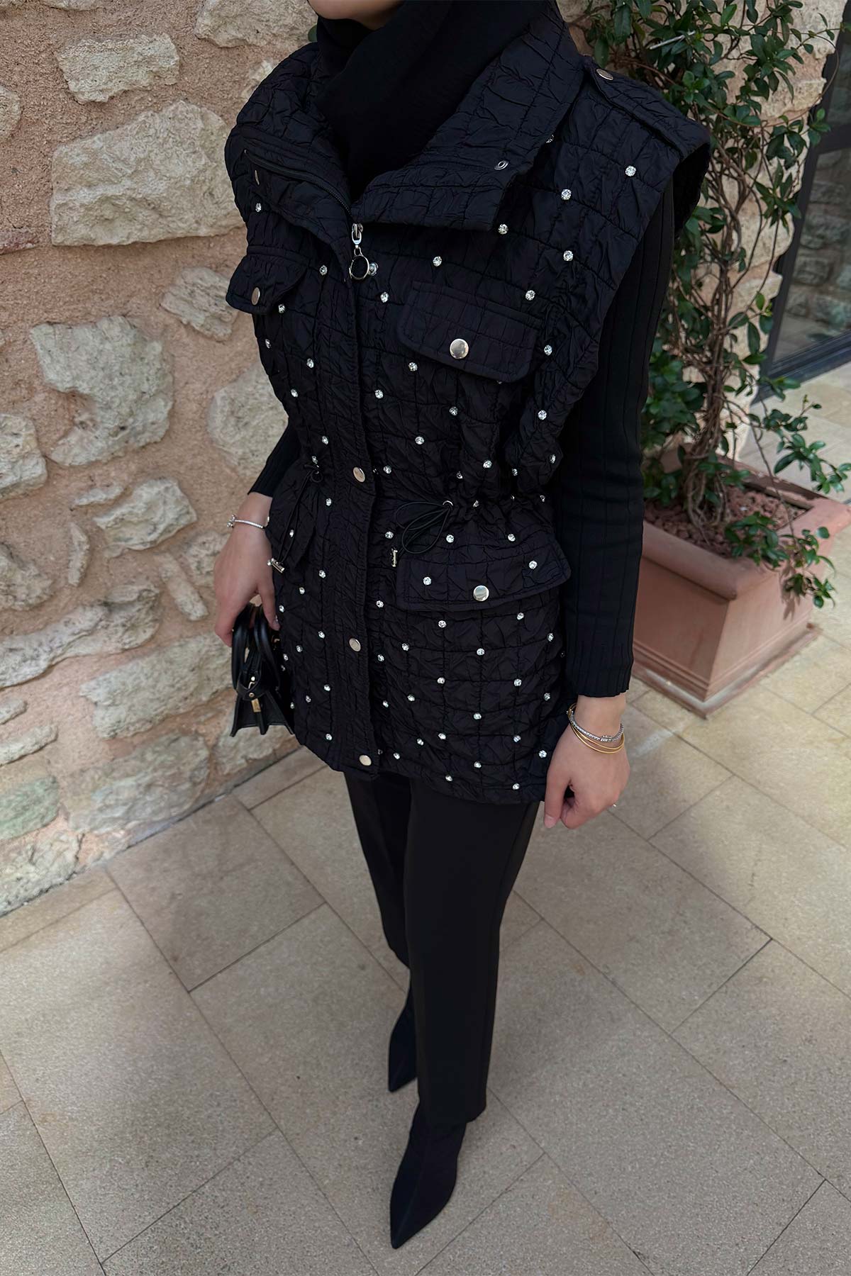 Taşlı Kapitone Yelek 32-2502