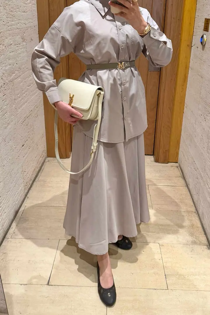 Kemerli Poplin Etekli Takım 32-3507 · 2