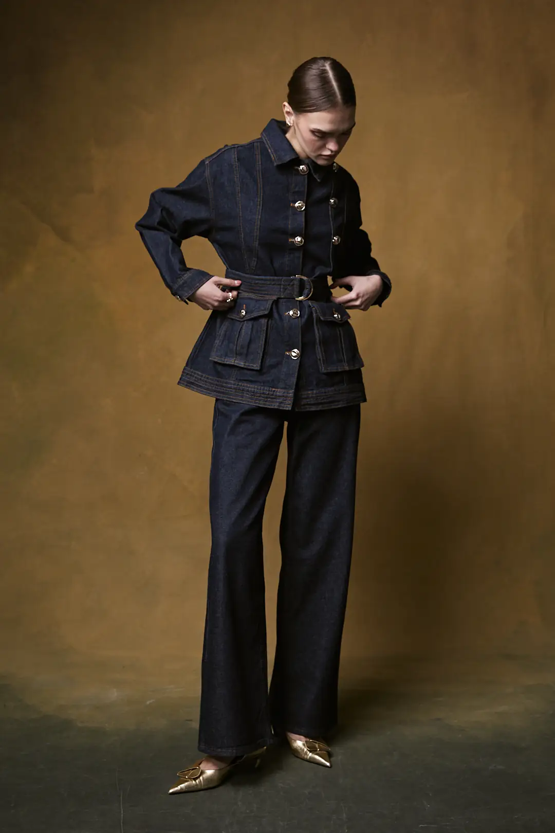 Düğmeli Denim Takım 32-8007 · 4