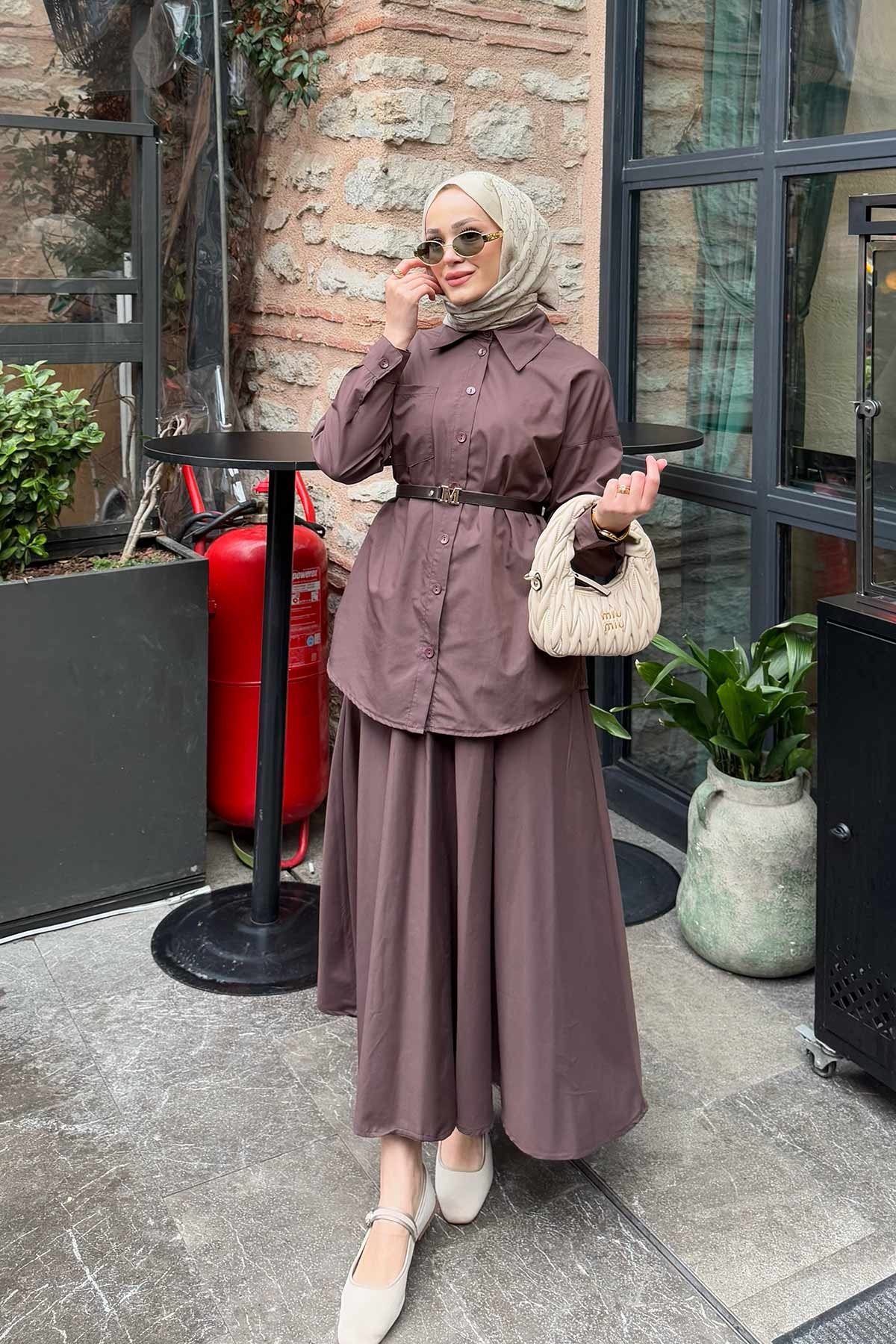 Kemerli Poplin Etekli Takım 32-3507