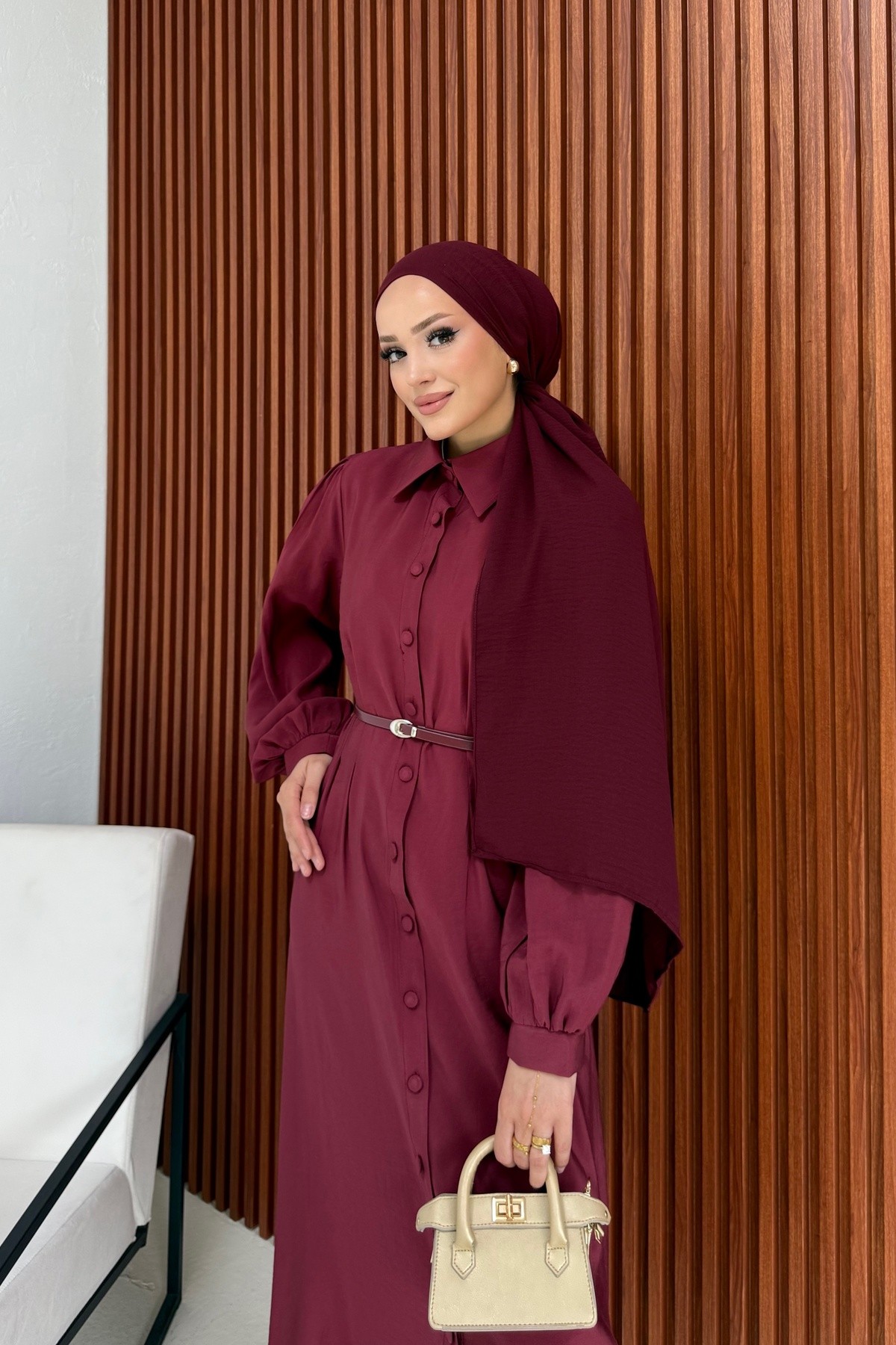 Modal Kemerli Elbise 32-2363