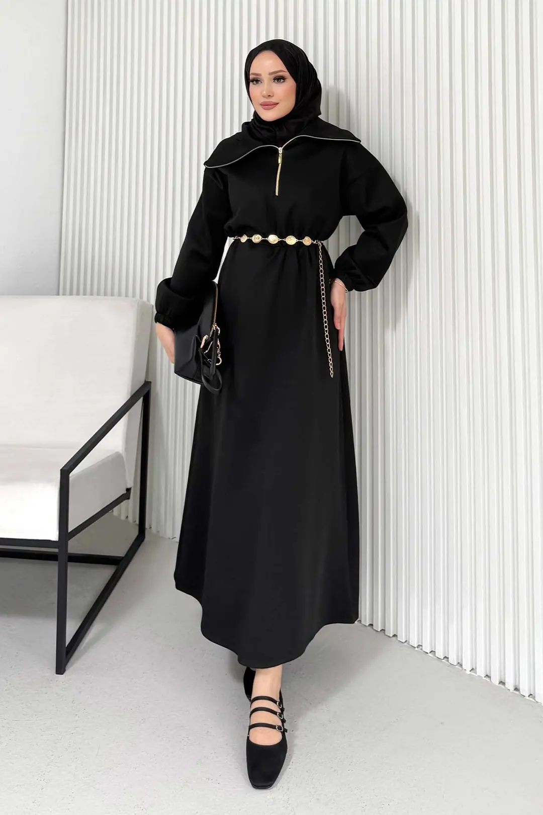 Kemerli Scuba Elbise 68-6215 · 3