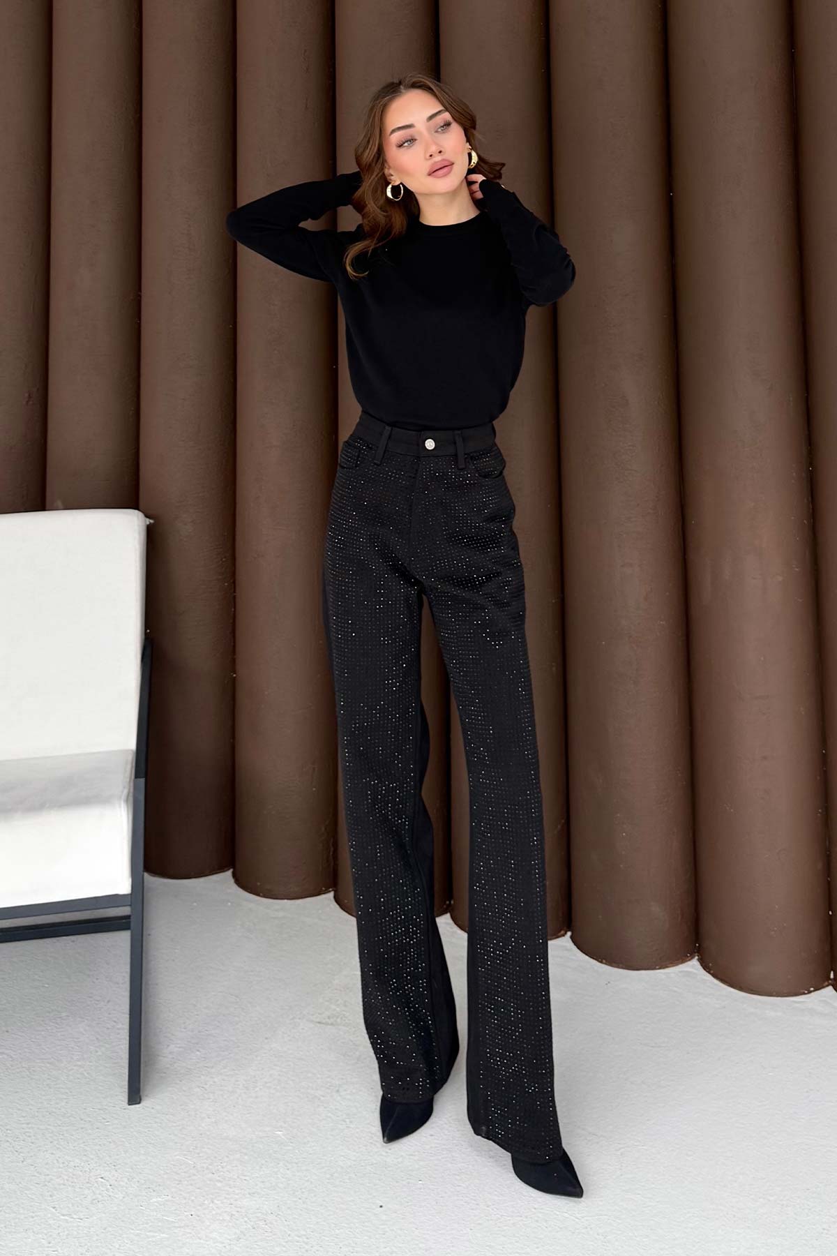 Taşlı Gabardin Pantolon 32-3506-1