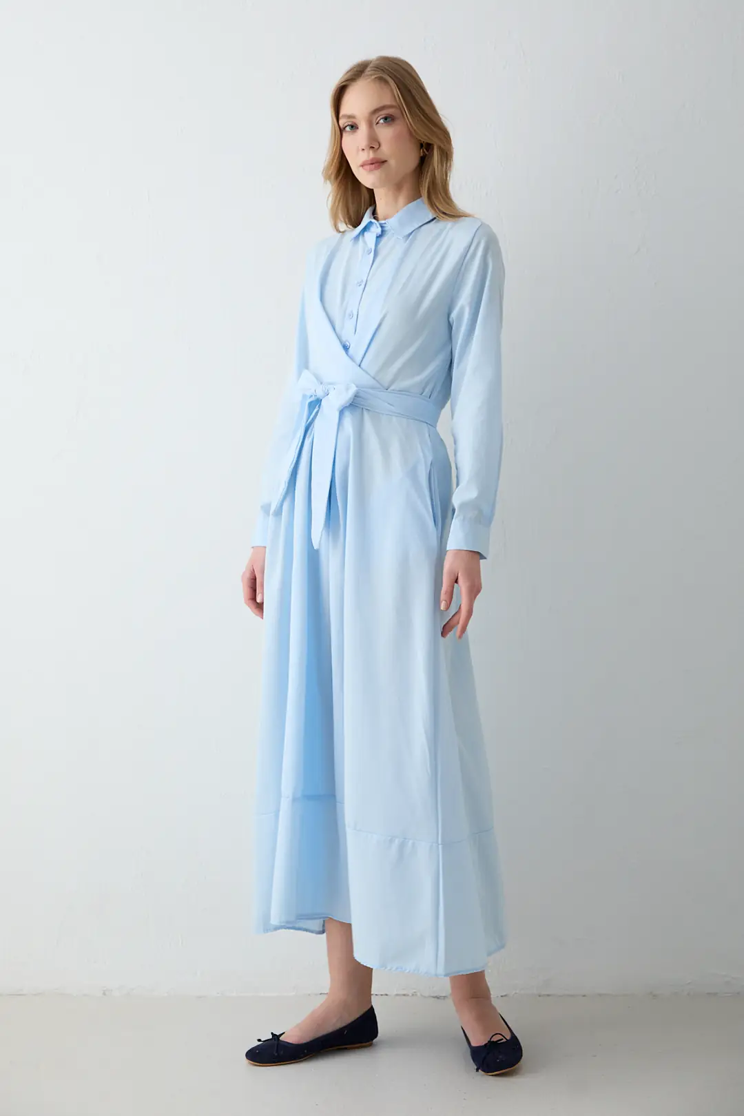 Bağlamalı Poplin Elbise 68-6163-1 · 3