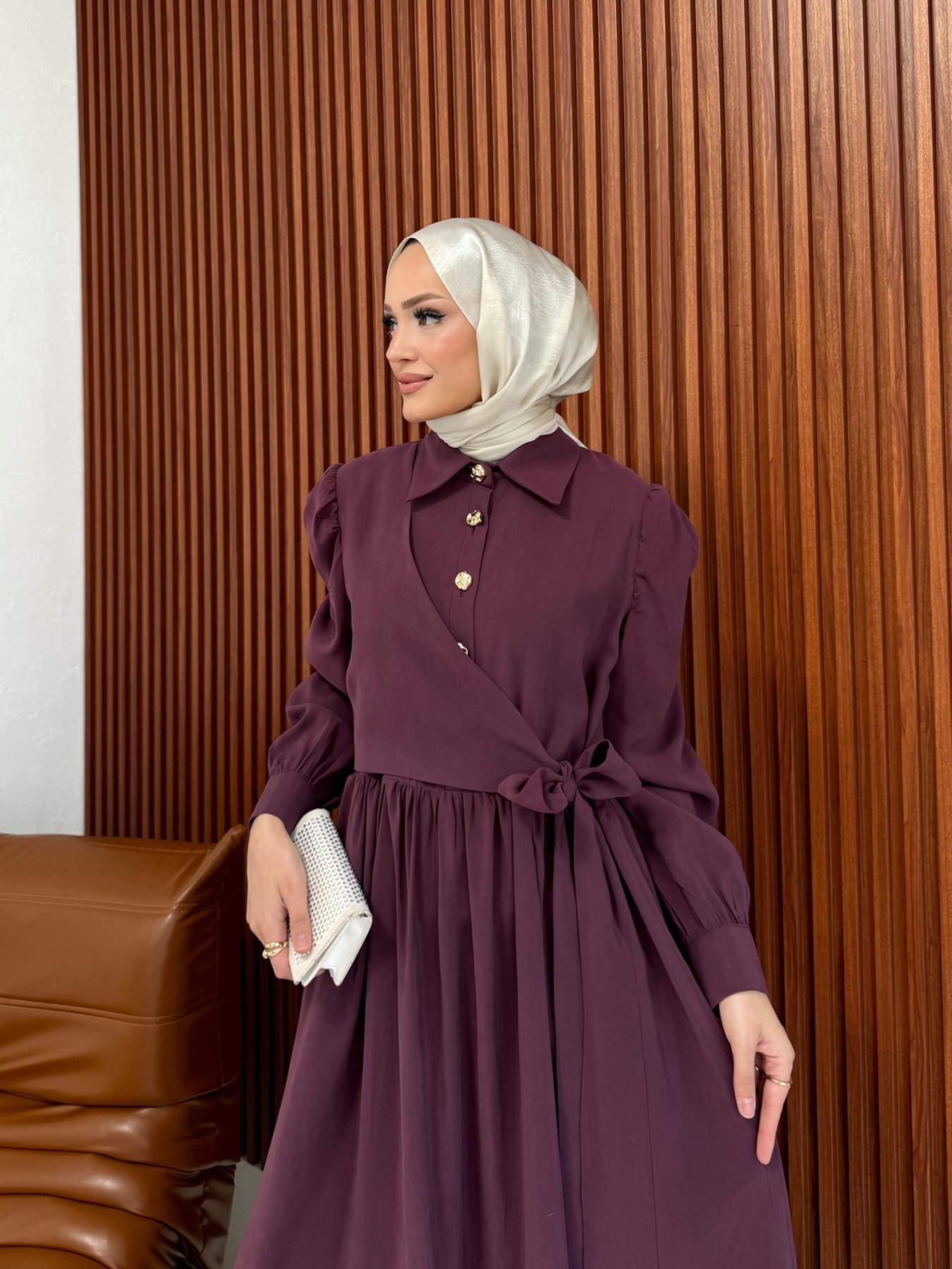 Modal Bağlamalı Elbise 12-3954