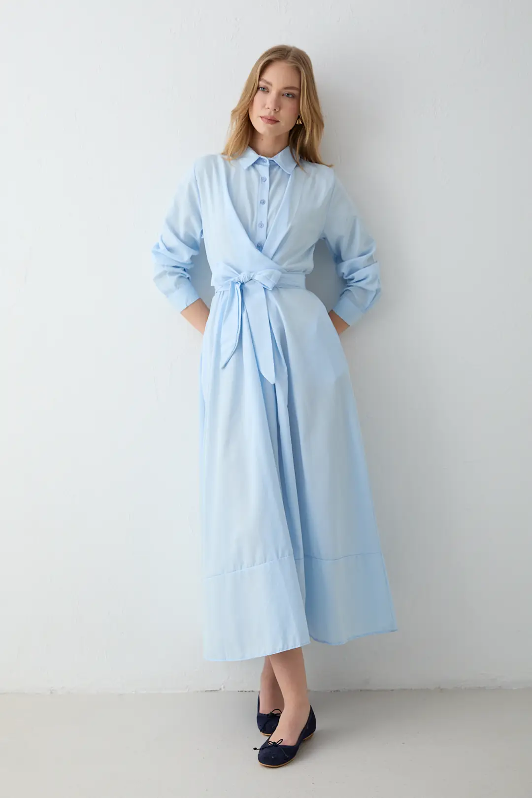 Bağlamalı Poplin Elbise 68-6163-1 · 4