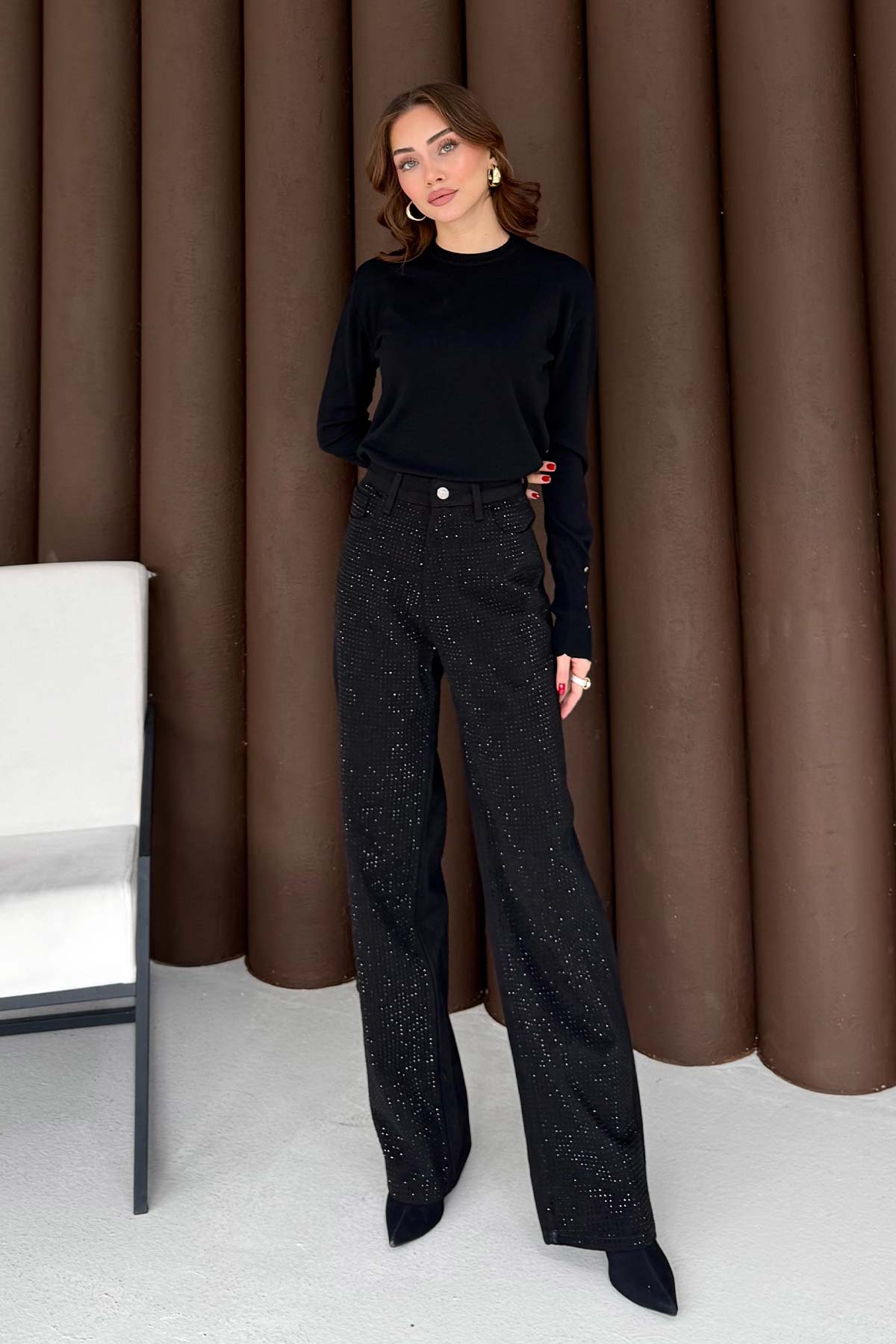 Taşlı Gabardin Pantolon 32-3506-1